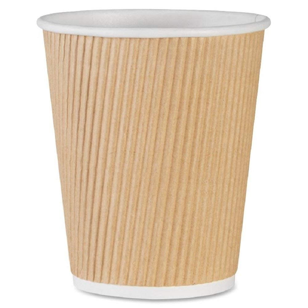 NYHI 150-Pack 8 oz Ripple Kraft Paper Cups - Brown Insulated Disposable Coffee Cups for Hot & Cold Drinks - 3-Layer Rippled Design for Cappuccino, Hot Cocoa, Iced Coffee - Perfect for Cafes, Offices, and Home Use