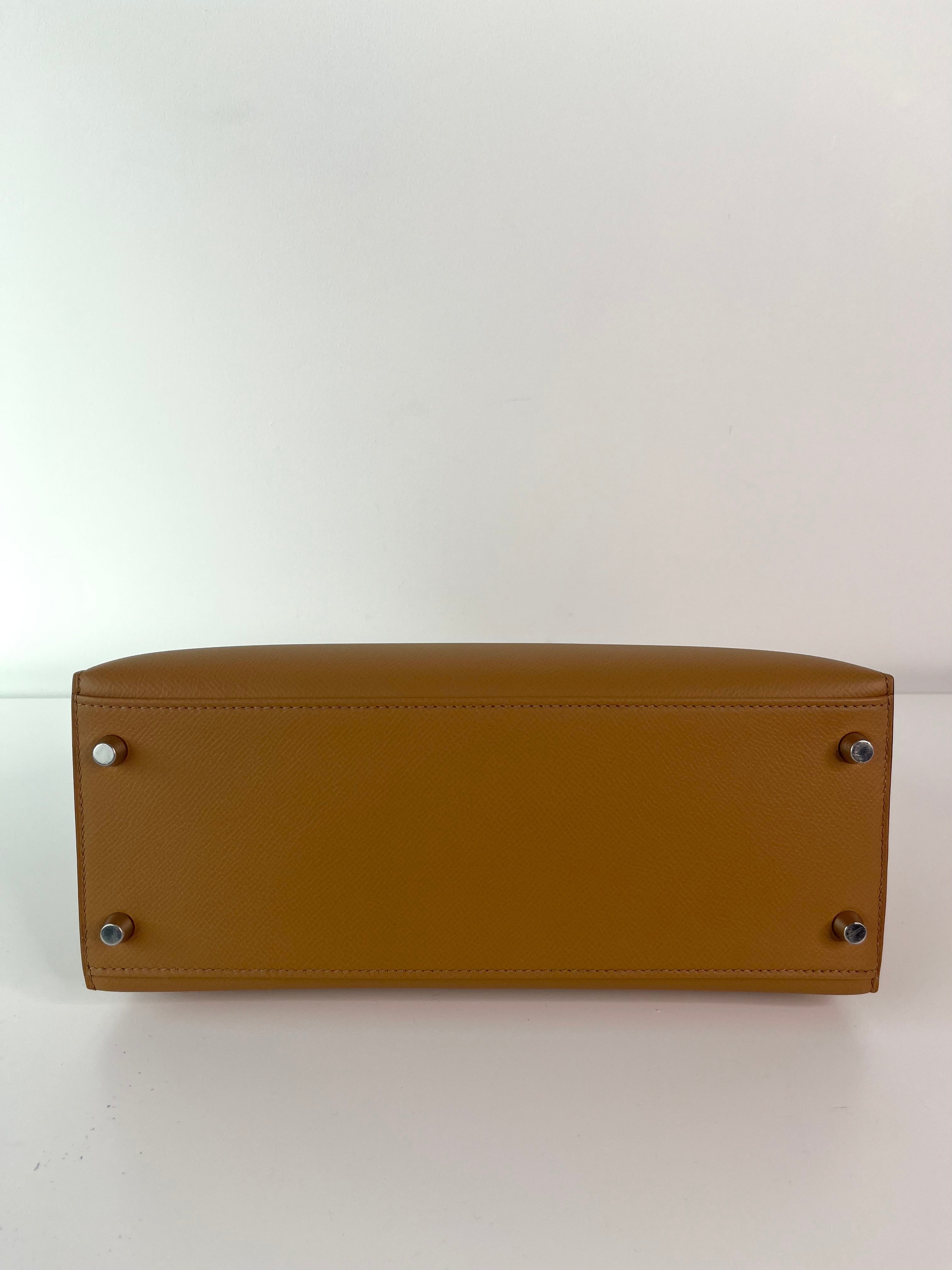 Authentic Hermès Kelly 28 Sellier Bag in Chai Epsom Leather with Palladium Hardware - Luxury Handbag for Women, Perfect for Office, Evening Events & Special Occasions