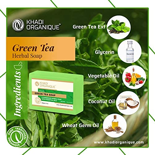Organic Green Tea Soap Bar - 100% Natural & Herbal Handmade Soap for Glowing Skin - Pack of 4 (500g Total) - Perfect for Daily Face & Body Cleansing, Spa Day, and Relaxing Bath Time