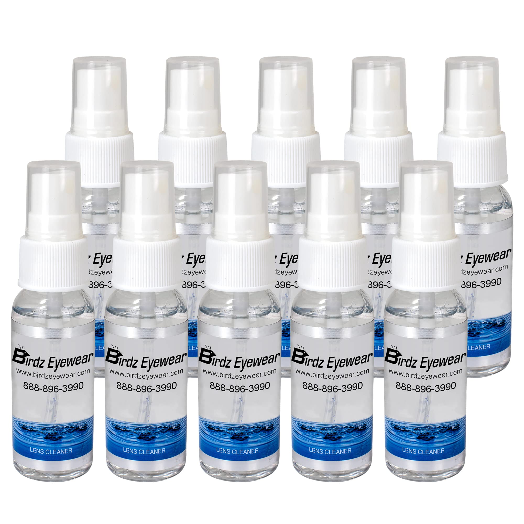10 Pack Birdz Eyewear Lens Cleaning Spray for Glasses & Sunglasses - Safe for Anti-Reflective, Blue Light, and Polarized Lenses - Perfect for Travel, Office, and Outdoor Use
