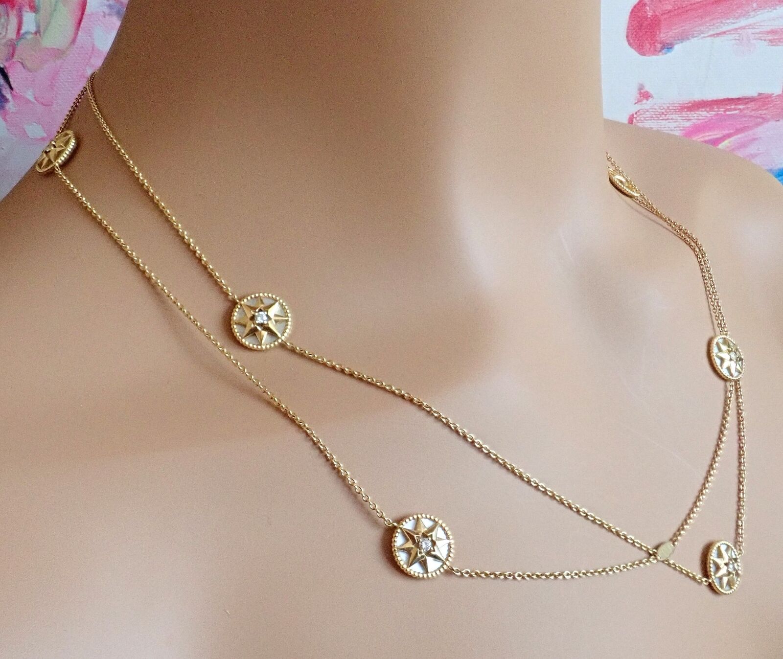 Christian Dior 18k Gold Rose de Vents Mother of Pearl Diamond 42