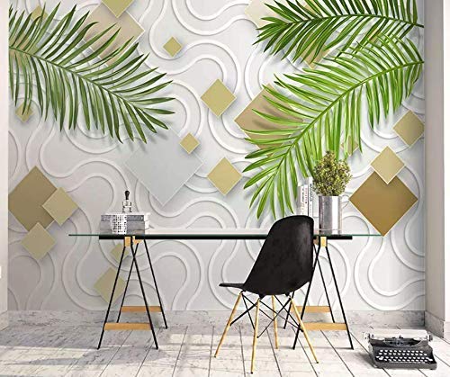 Abstract Line Leaf Wallpaper Mural - Modern Geometric Wall Art for Minimalist Home Decor, Living Room, Bedroom & Cafe Design - Perfect for Accent Walls, Feature Walls & Interior Design Projects