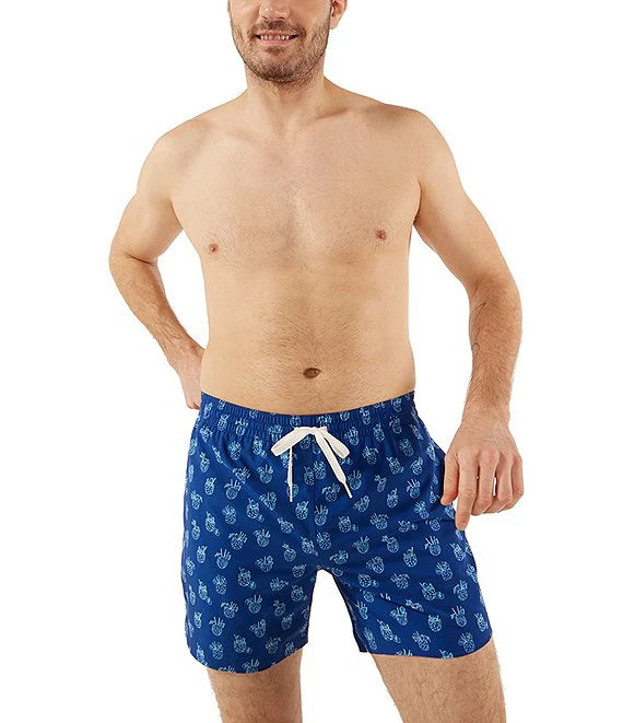 Chubbies 5.5 Inch The Coladas Swim Trunks for Men - Quick Dry Beach Shorts with UPF Protection - Navy Blue Swimwear for Pool, Vacation & Summer Activities