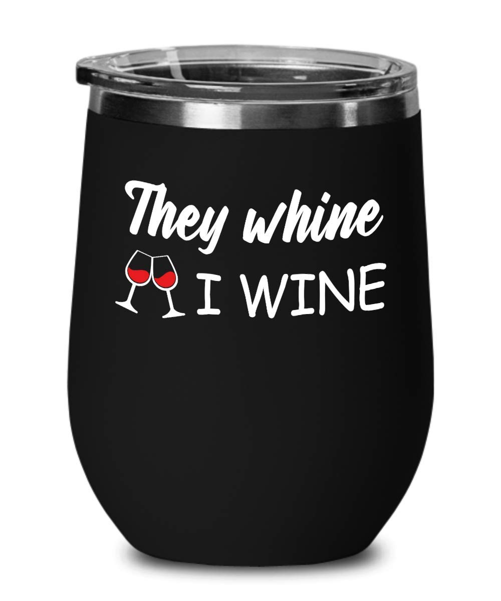 Funny Vacuum Insulated Stemless Wine Glass with Lid - Perfect Gift for Wine Lovers & Drinkers - Great for Parties, Gifts & Home Use