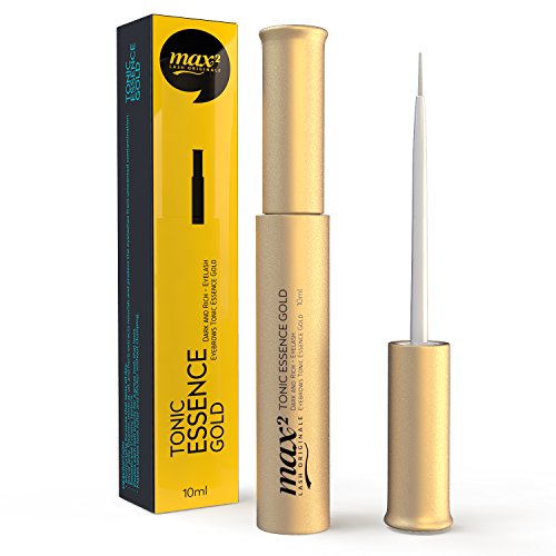 Max2 Eyelash Growth Serum with Tonic Essence - Gold Lash Enhancer for Longer, Thicker Lashes | Perfect for Nighttime Lash Care & Special Occasions
