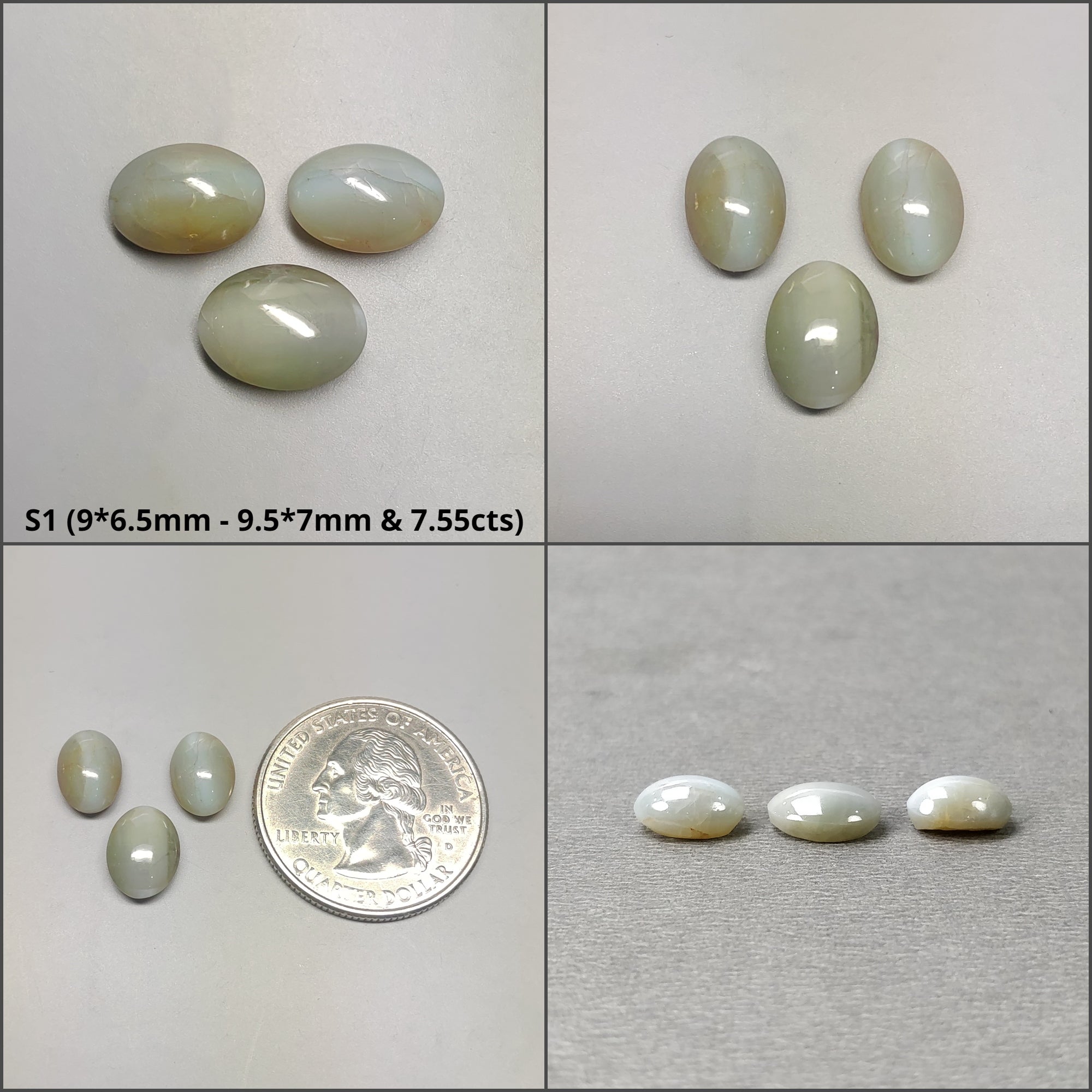 Natural Chrysoberyl Cat's Eye Gemstone Cabochon - Untreated & Unheated Round & Oval Shape (2pc/3pc) - Perfect for Jewelry Making, Healing Crystals & Collectors