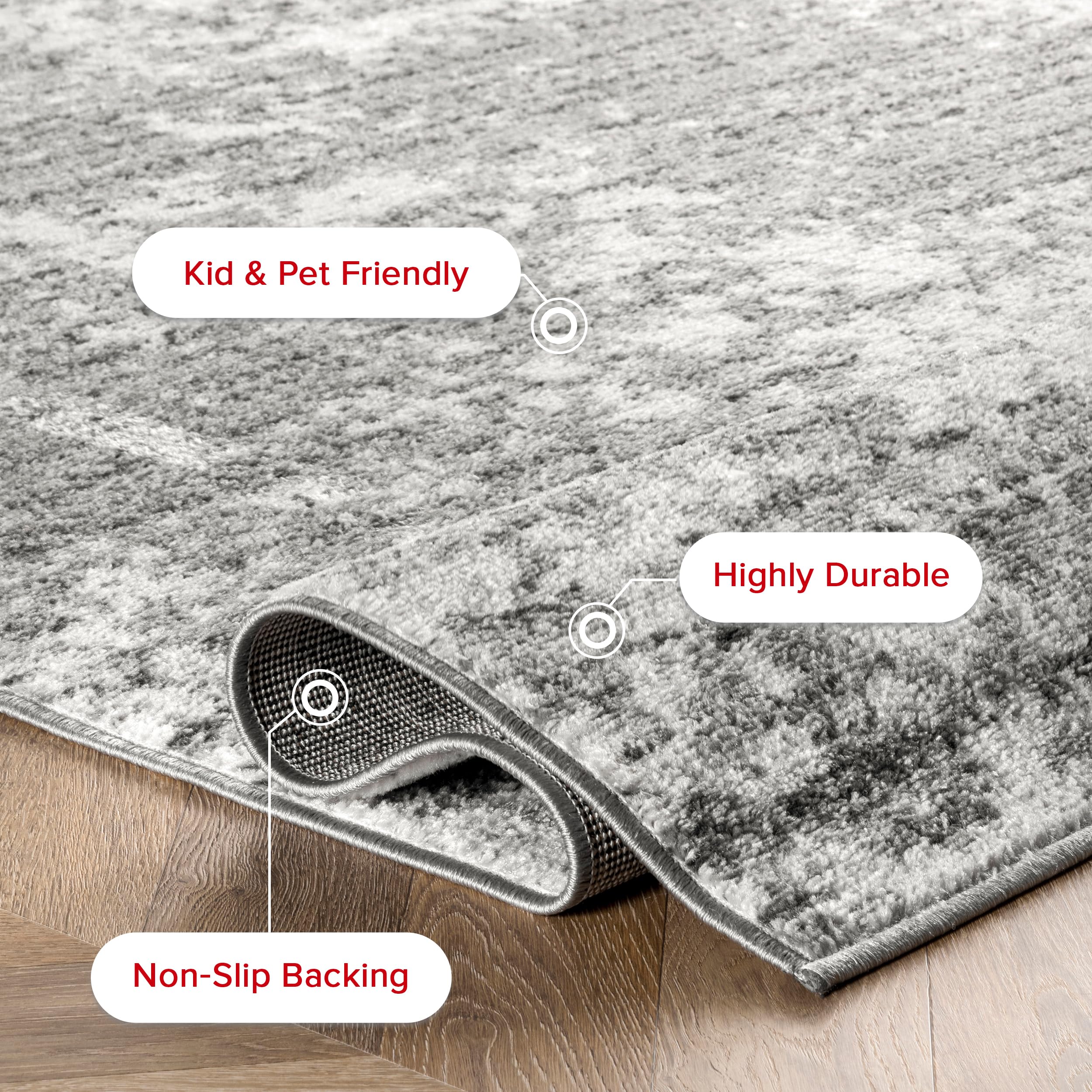 nuLOOM Deedra Modern Abstract Area Rug - 8'x8' Square Contemporary Grey & Ivory Rug for Living Room, Bedroom, Dining Room, Kitchen | Soft & Durable Home Decor for Modern Spaces