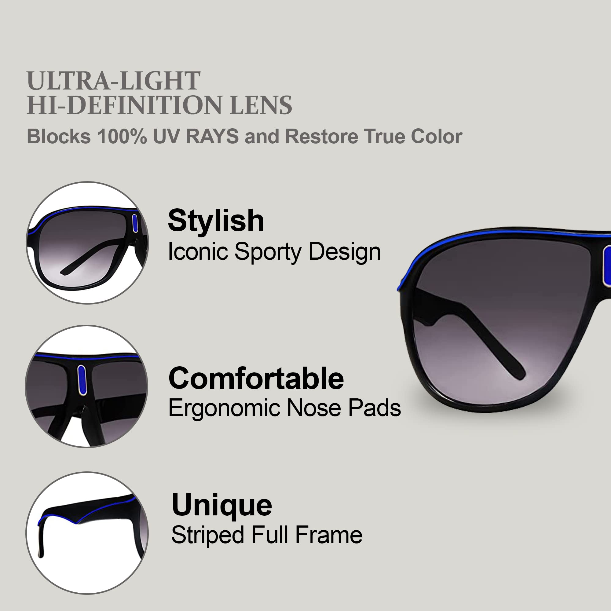 NYS Collection Sporty Oversized Aviator Sunglasses for Men & Women – Lightweight Durable Frame with 100% UV Protection – Perfect for Driving, Travel & Outdoor Activities
