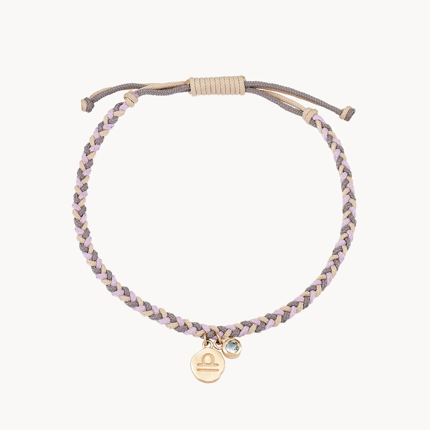 10K Yellow Gold Libra Zodiac Air Element Cord Bracelet with Aquamarine - Perfect for Birthdays, Gifts & Spiritual Jewelry Lovers