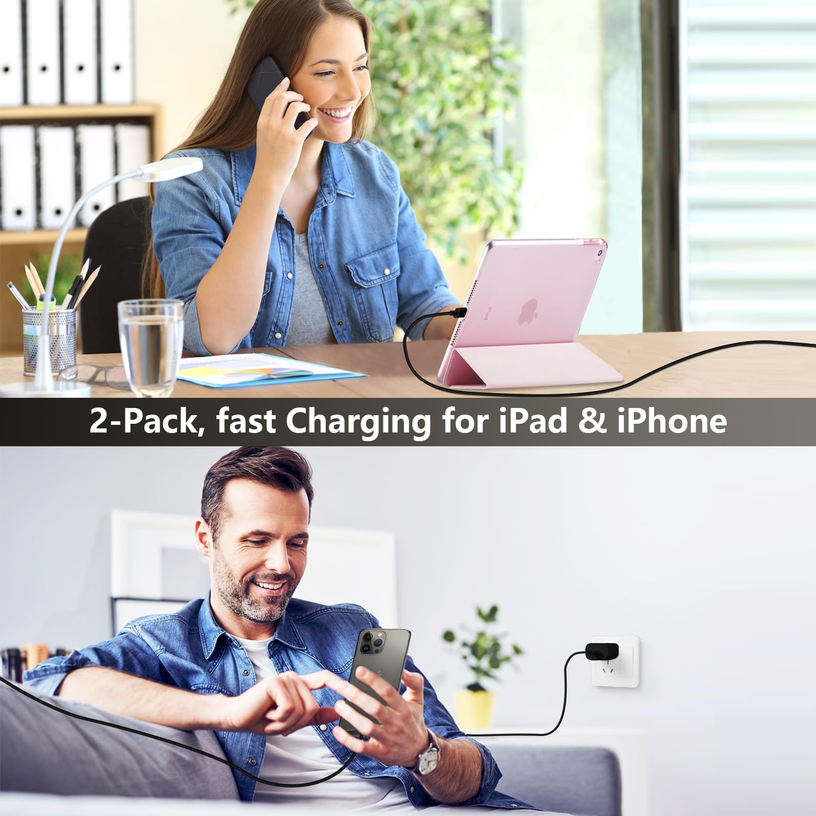 20W USB C Fast Charger Block & 10FT USB C to C Cable - Compatible with iPhone 16/16 Pro/16 Plus/16 Pro Max/15/15 Pro/15 Plus/15 Pro Max & iPad Pro/Air - PD Fast Charging for Home, Office & Travel (Black)