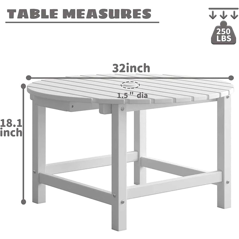 Round Outdoor Side Table - Durable Patio End Table for Garden, Poolside & Balcony - Perfect for Drinks, Books & Decor