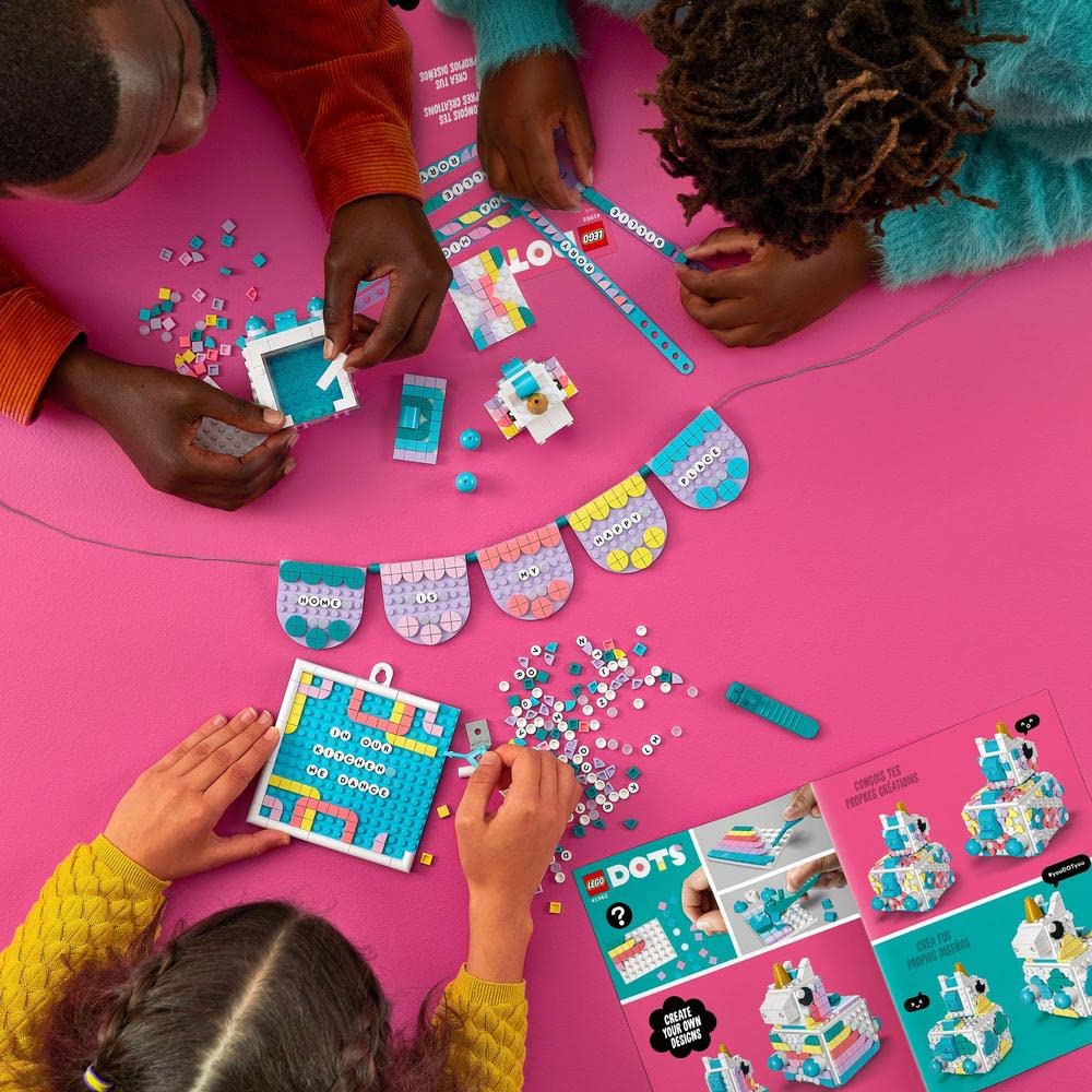 LEGO 41962 DOTS Creative Family Unicorn Kit, 5-in-1 DIY Craft Set with Letter Board & Catchall Tray, Customizable Gift for Girls & Boys - Perfect for Home Decor, Kids' Room & Creative Playtime