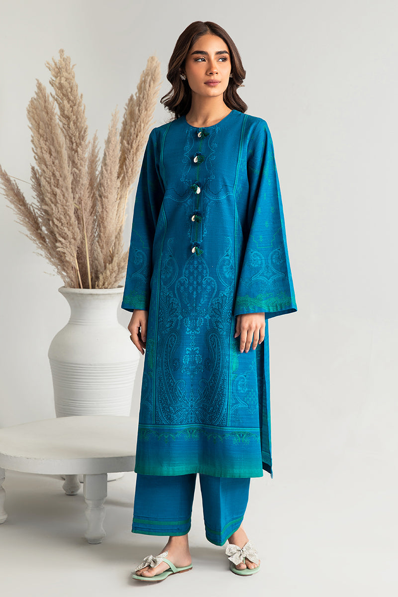 Medieval Ornate 2-Piece Khaddar Printed Suit for Women | Traditional Pakistani Ethnic Wear | Perfect for Weddings, Festivals & Cultural Events