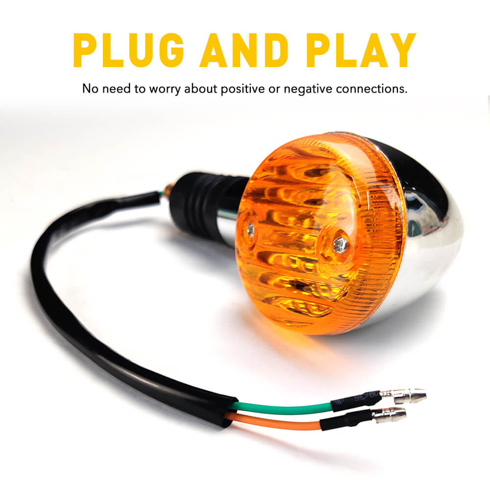 12V Motorcycle LED Turn Signals - Amber Front & Rear Blinker Lights - Waterproof Indicator Lights Replacement (2pc/4pc Set) - Perfect for Harley, Honda, Yamaha & Other Cruiser Bikes