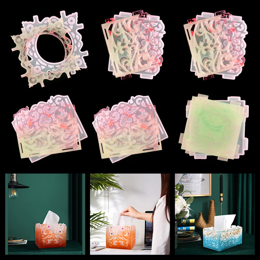 Premium DIY Tissue Box Resin Silicone Mold - Rectangle Epoxy Casting Crystal Mold for Handmade Tissue Case, Home Decor, Jewelry Storage & Gift Making - Perfect for Crafters, DIY Projects & Unique Home Decorations