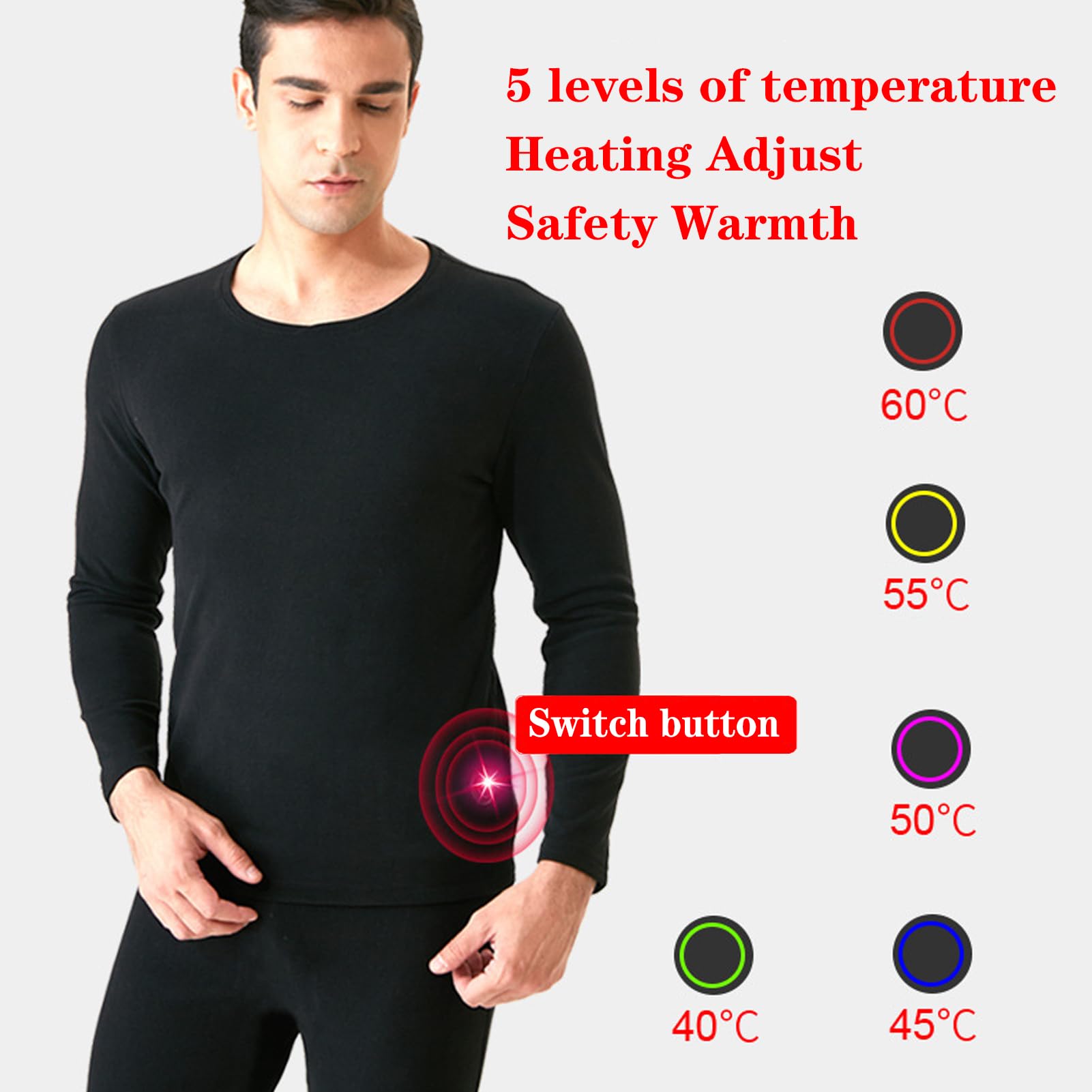 TOVCHEI Electric Heated Underwear for Men & Women - Smart APP Control with 5 Temperature Levels, USB Rechargeable Thermal Underwear for Winter Sports, Outdoor Riding, Skiing & Cold Weather Activities