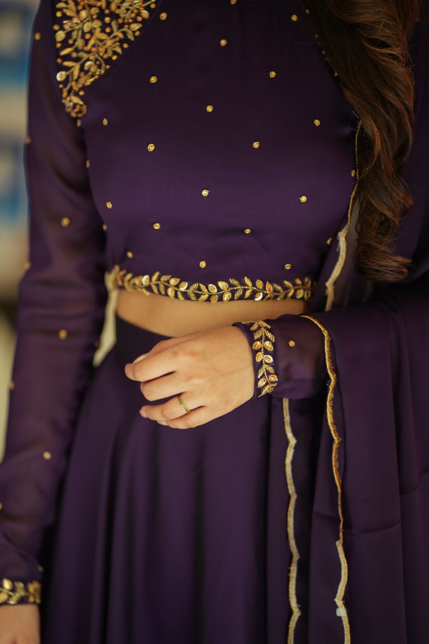 Aashmika Violet Designer Lehenga Choli Set for Women | Indian Ethnic Party Wear | Wedding, Festival & Special Occasion Outfit