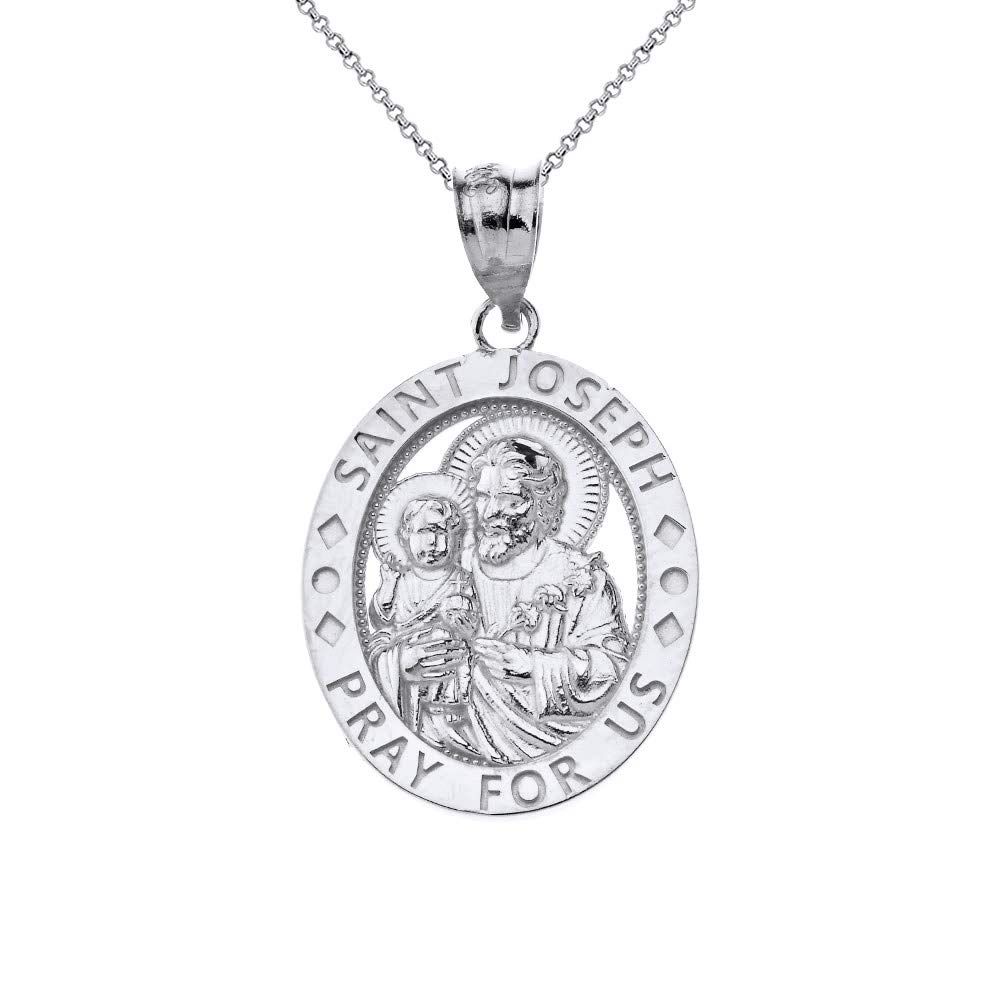 Sterling Silver St. Joseph Pendant Necklace for Prayer & Devotion