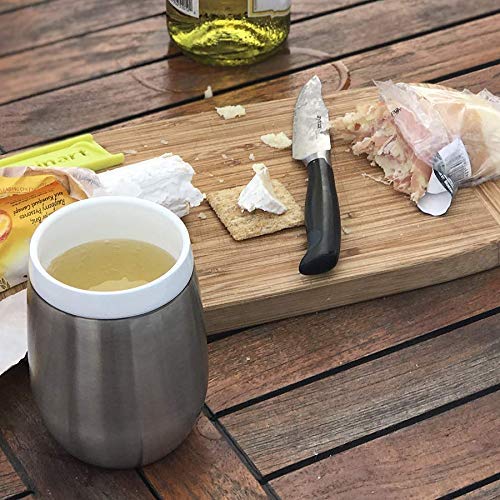 CeramiSteel 9oz Ceramic Wine Tumbler with Insulated Stainless Steel - Matte Black Finish, Durable Ceramic Rim & Inner Coating | Perfect for Red Wine, White Wine & Cocktails at Home, Parties or Outdoor Events