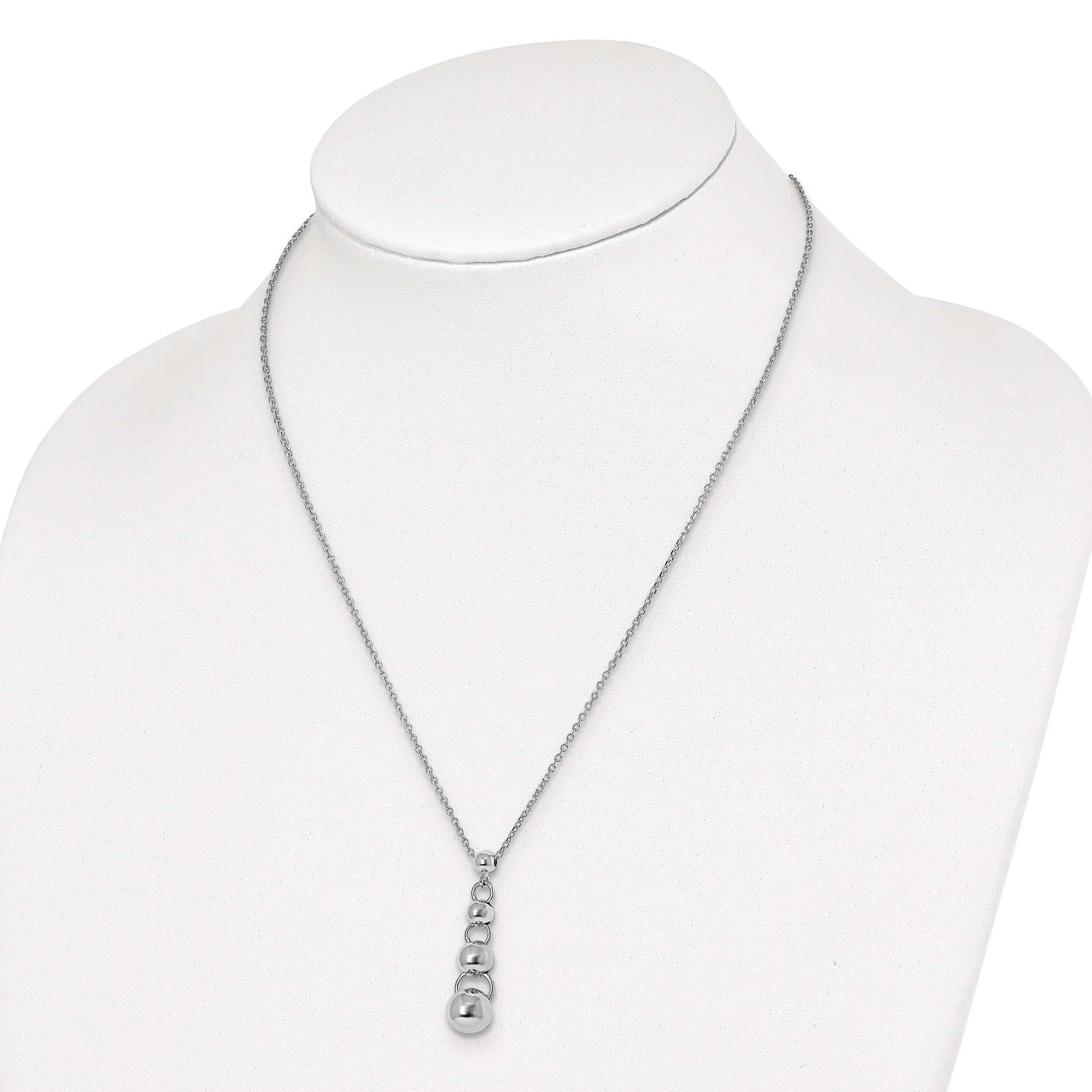 Elegant Sterling Silver Polished Dangle Ball Necklace for Women | Perfect for Date Night, Parties & Special Occasions