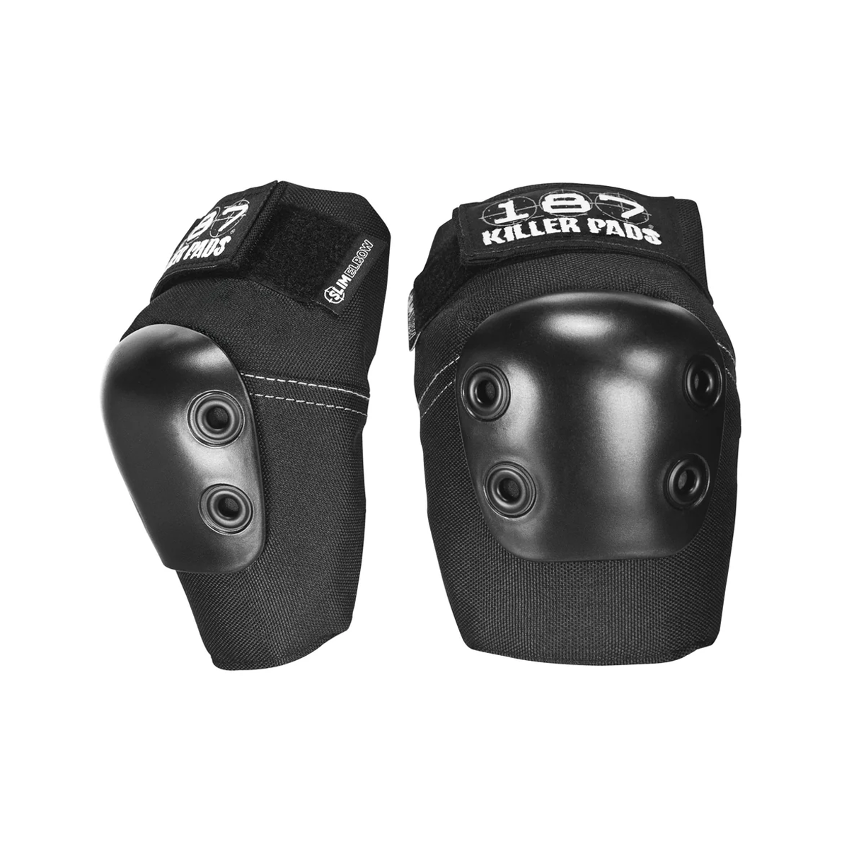 187 Killer Pads Slim Elbow Pads - Black | Protective Gear for Skateboarding, BMX, Rollerblading & Extreme Sports