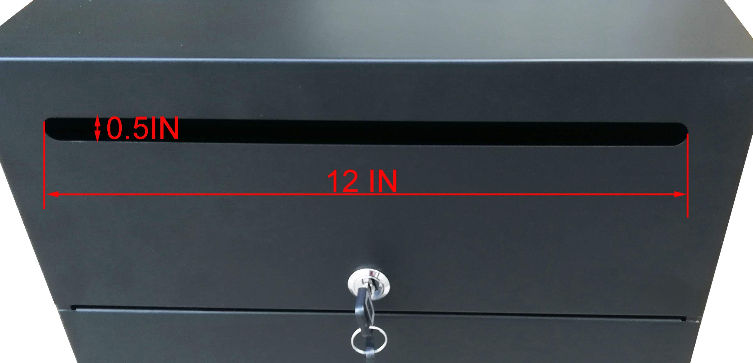 FixtureDisplays® Black Locking Wall Mount Mailbox - Multi Purpose Drop Box for Mail, Donations, Suggestions & Collections (Model 15133-NEW) - Ideal for Offices, Schools, Retail Stores & Public Spaces