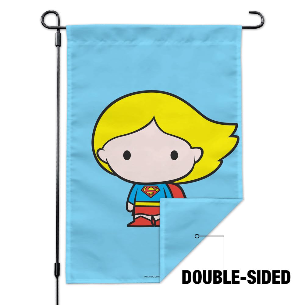 Superman & Supergirl Cute Chibi Character Garden Yard Flag - Decorative Outdoor Superhero Flags for Comic Fans, Backyard, Lawn, Patio Decor