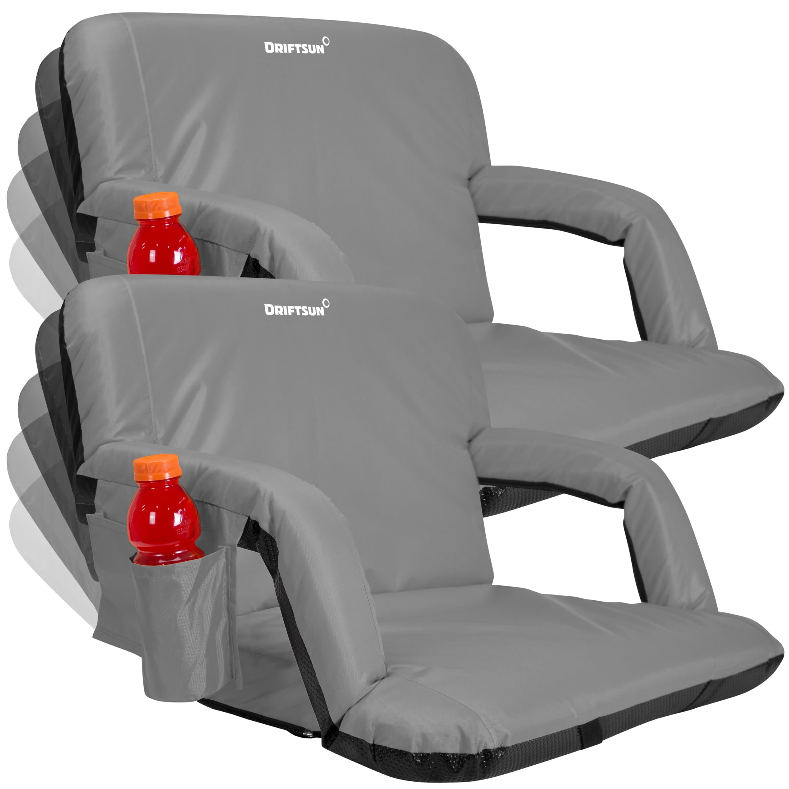 Driftsun 2 Pack Extra Wide Stadium Seats with Back Support - Foldable Bleacher Chairs for Outdoor Sports, Concerts & Camping - Waterproof Portable Stadium Chair for Football, Baseball & Picnics