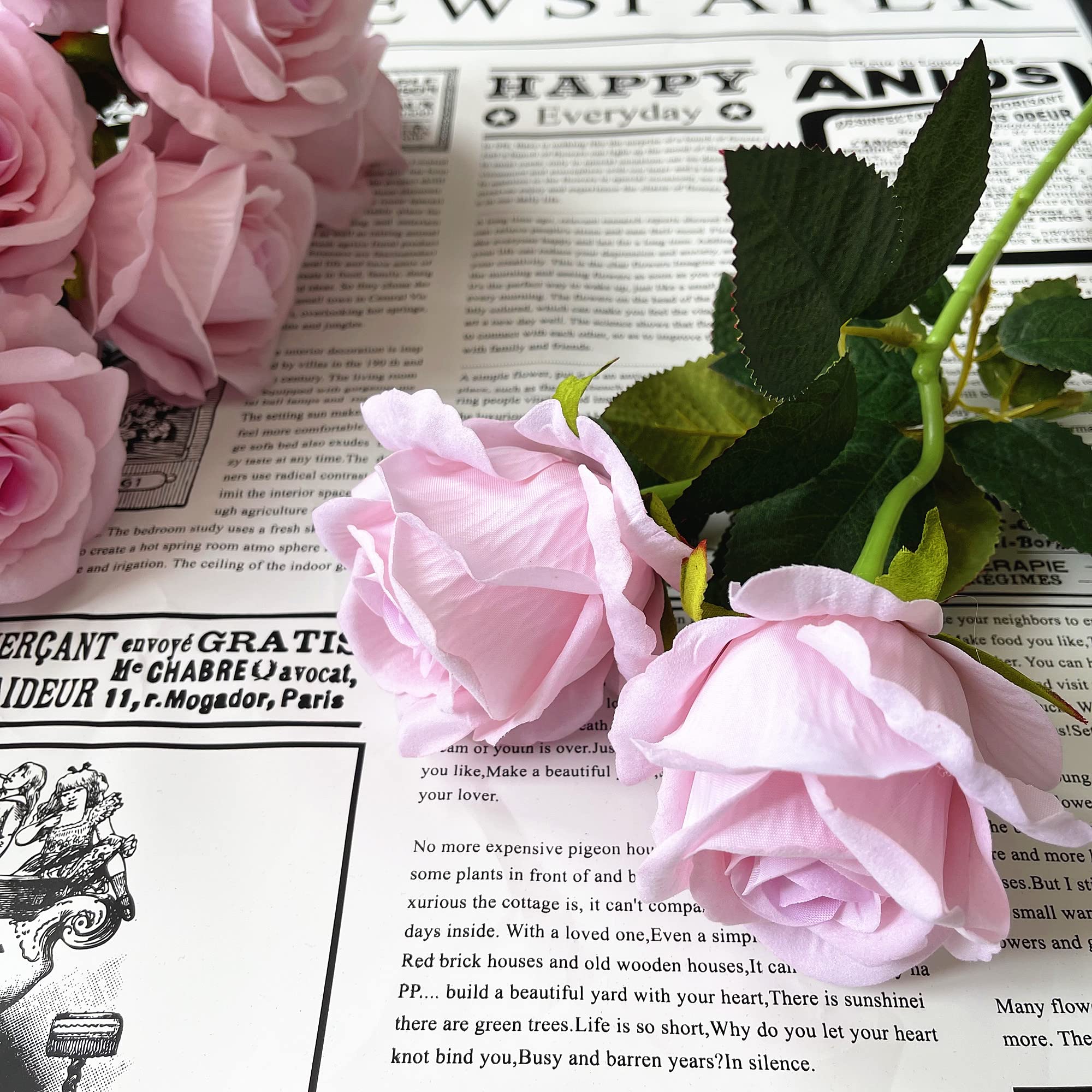 UKELER 12 Pack Pink Artificial Silk Roses - Real Touch Faux Flowers with Stems for Home Decor, Wedding Bouquets, Party Centerpieces & Garden Floral Arrangements - Perfect for Table Decor, DIY Crafts, and Romantic Gift Giving
