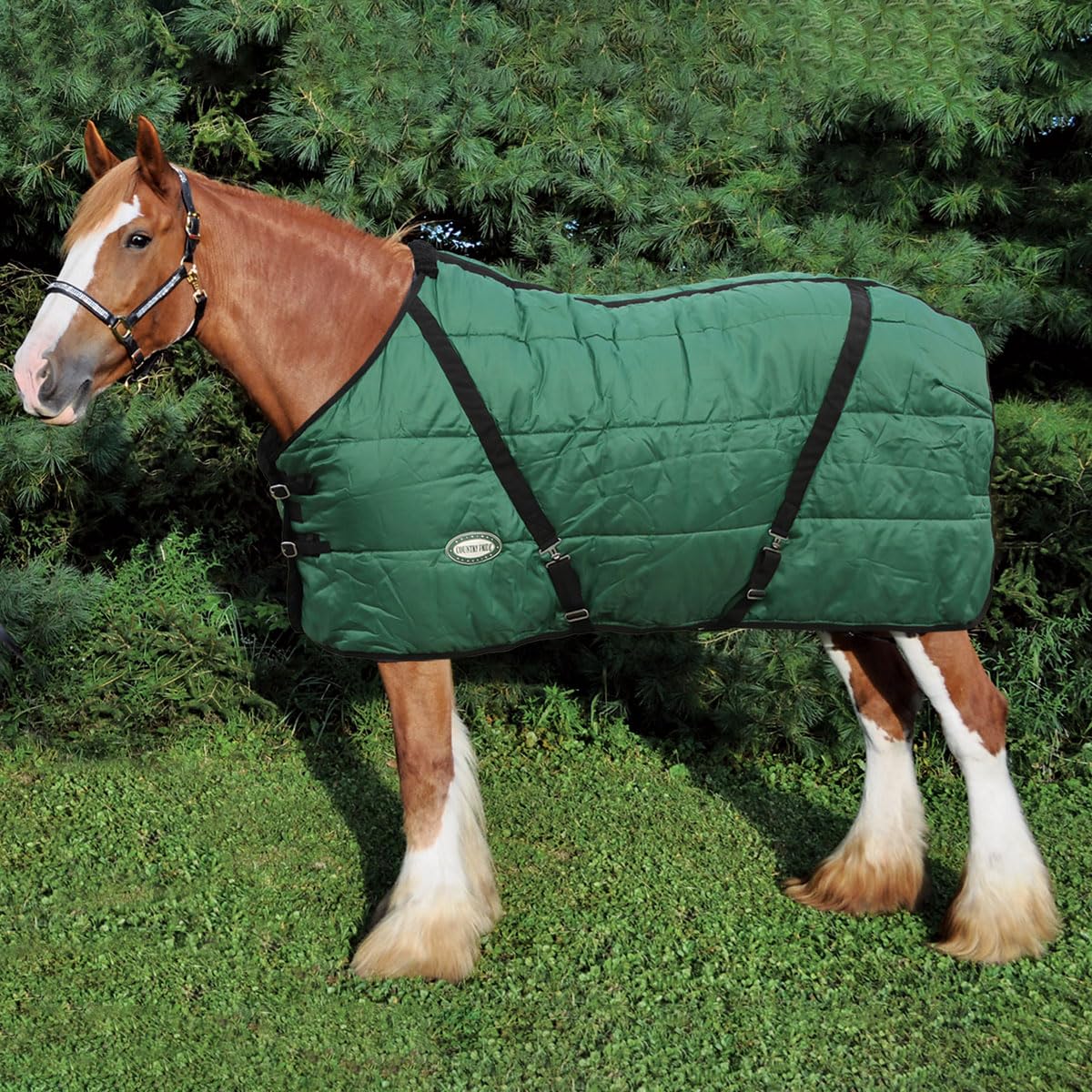 Channel Quilt Stable Blanket Draft - 94 Inch Green Horse Blanket for Winter Warmth & Stable Comfort | Perfect for Cold Weather Riding, Barn Use & Equine Protection