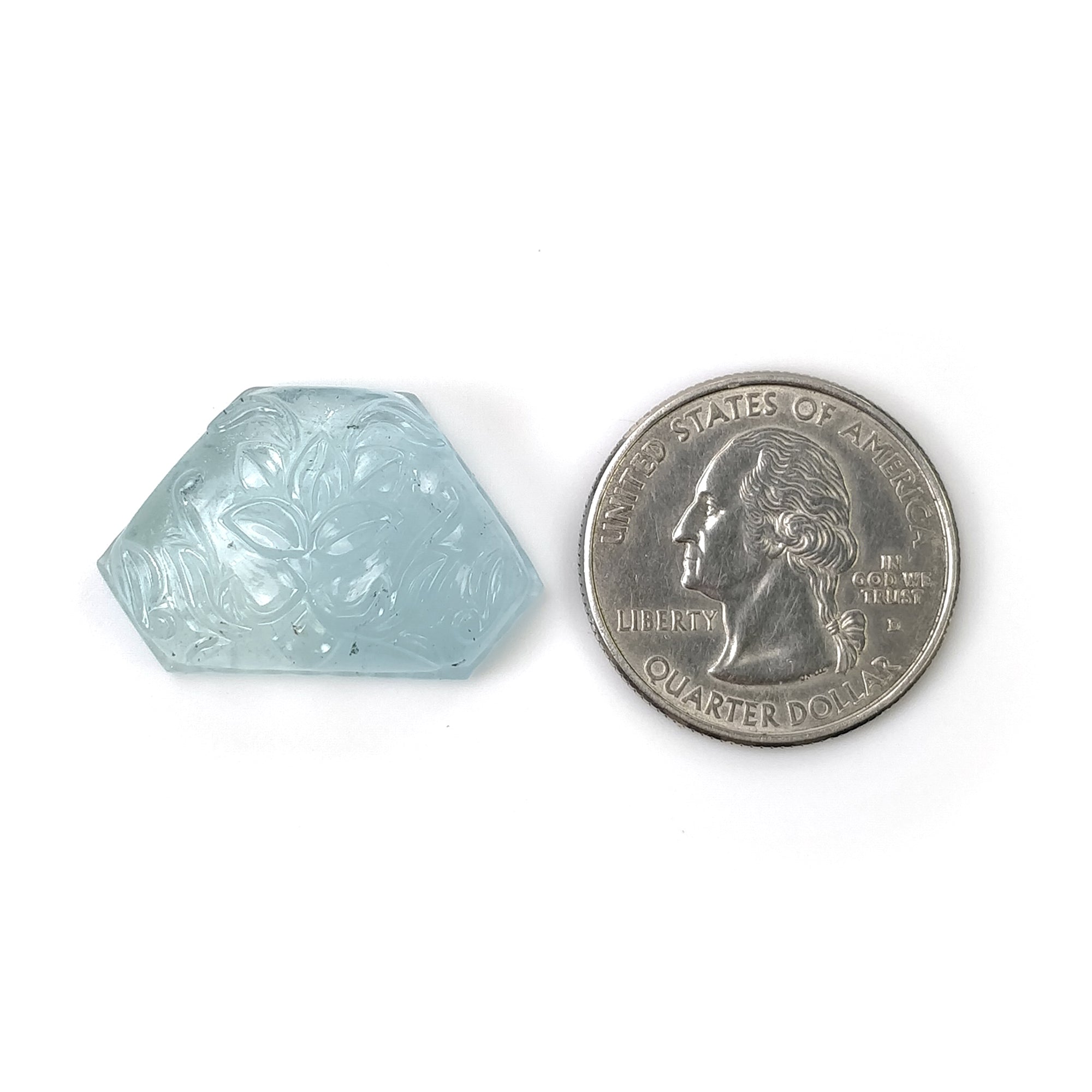 Natural Blue Aquamarine Gemstone Carving - 32.05cts Untreated Aqua Hand-Carved Uneven Shape 29x19mm | Healing Crystal, Jewelry Making, Meditation Stone, Unique Gift for Collectors