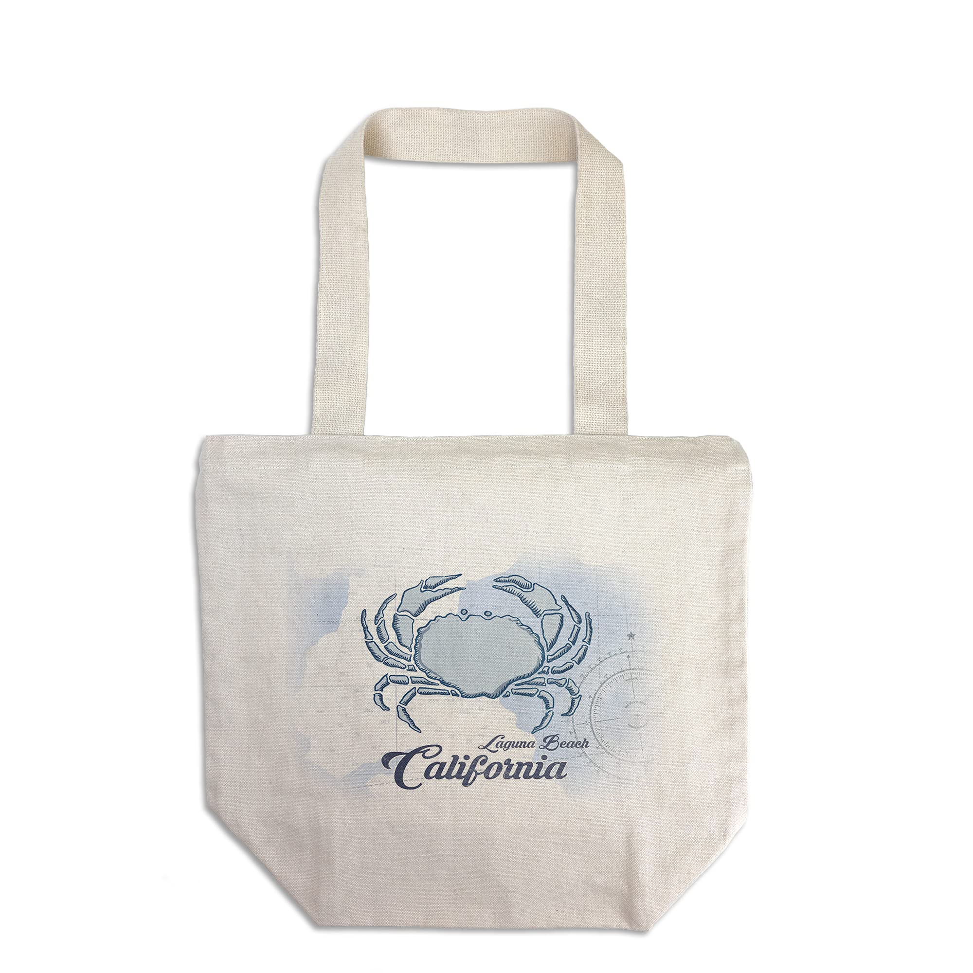 Blue Crab Coastal Icon Tote Bag - 100% Cotton Canvas Reusable Shopping Bag | Laguna Beach California Souvenir, Beach Day Essentials, Grocery & Farmers Market Tote
