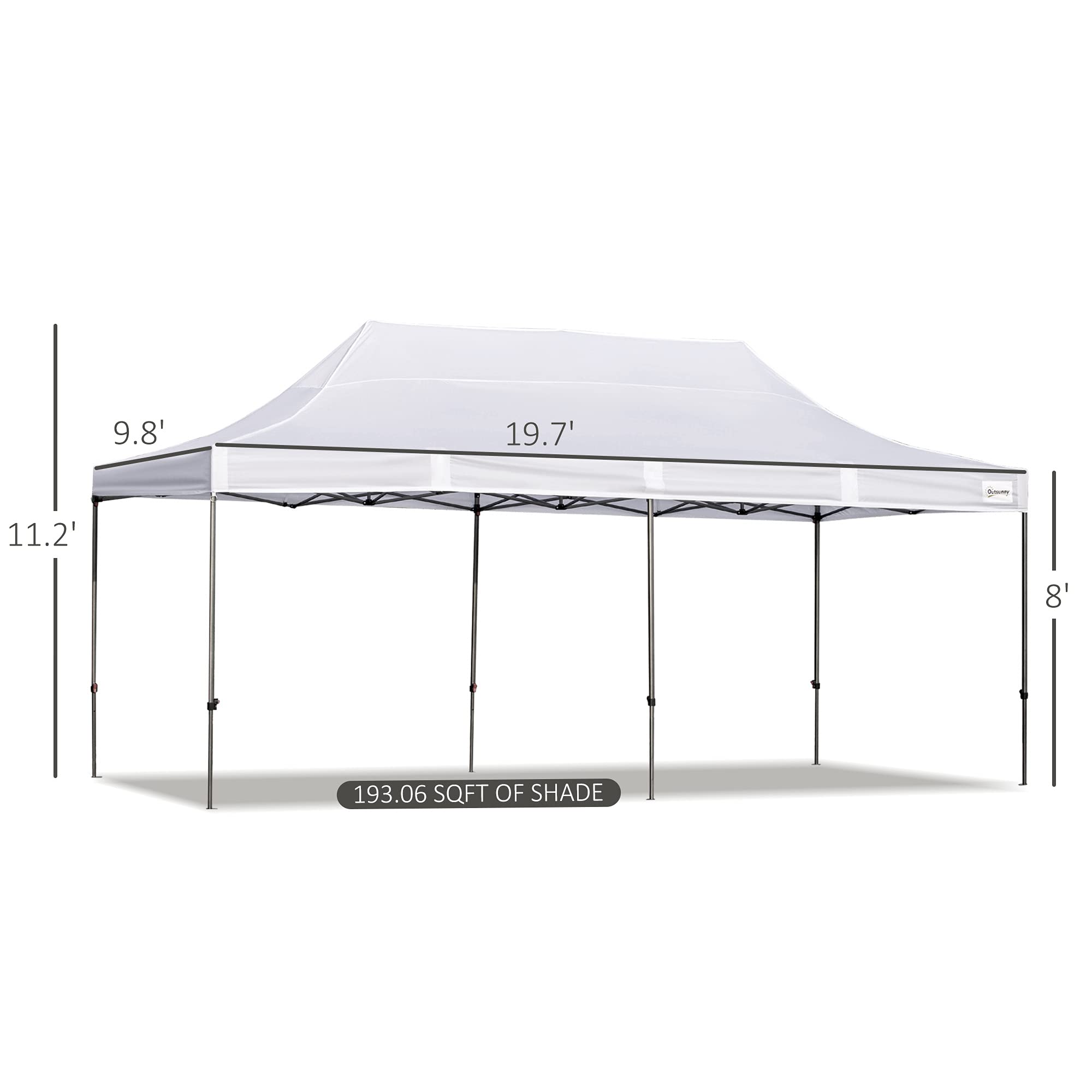 Outsunny 10' x 20' Pop Up Canopy Tent with Removable Sidewalls & Doors - Instant Shelter for Outdoor Parties, Events, Camping - Includes Wheeled Carry Bag & Height Adjustable Frame - Perfect for Backyard, Garden, Patio, Beach & Tailgating - White