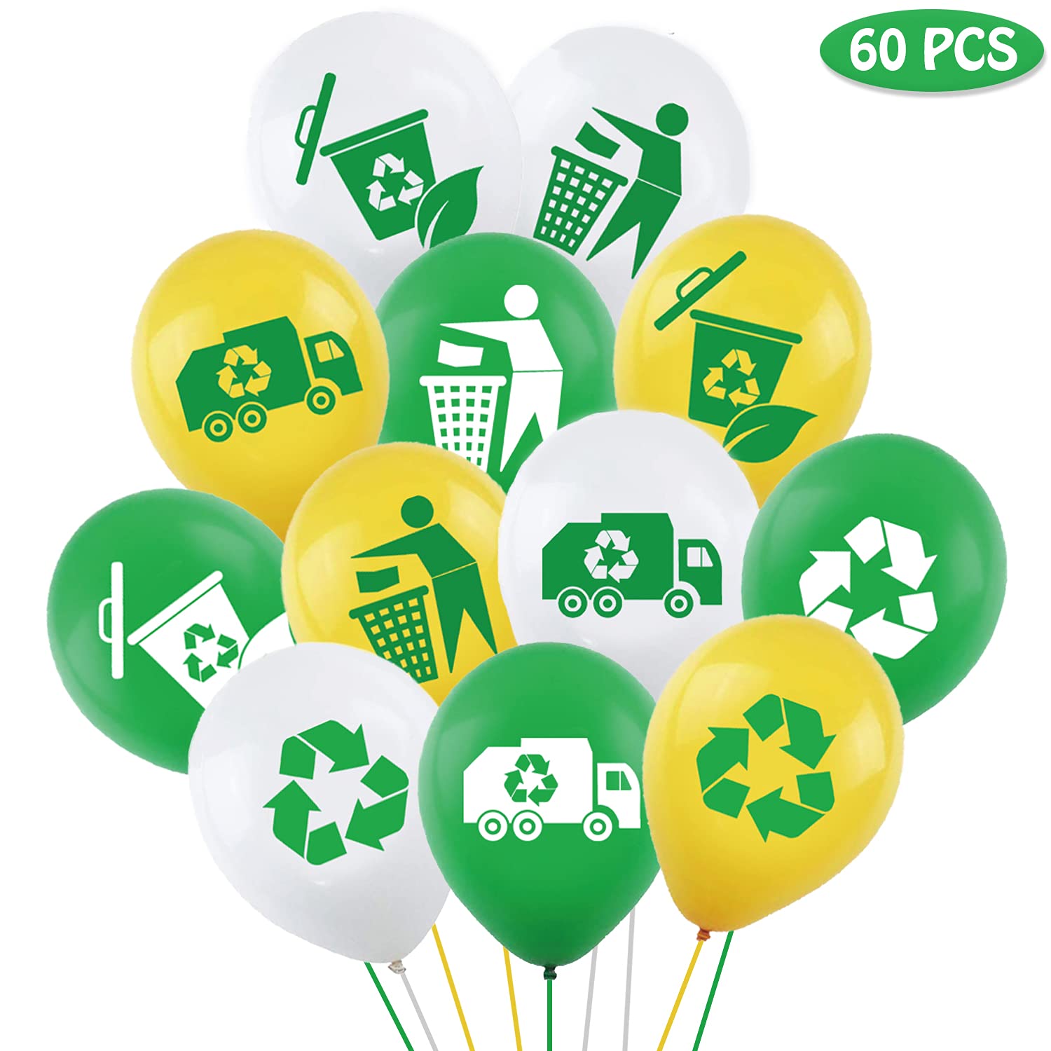 60PCS Garbage Truck Latex Balloons for Birthday Party Decorations - Garbage Truck Themed Baby Shower Supplies, Kids Party Favors - Perfect for Themed Parties, Classroom Events & Birthday Decor