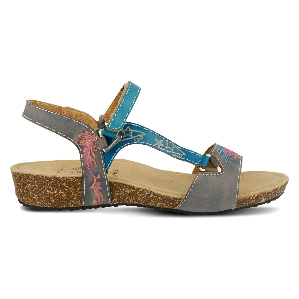 Spring Step Women's Gray Multi Leather L'Artiste by Gau 36 European US Women's Comfort Sandals - Perfect for Summer, Beach, and Casual Outings
