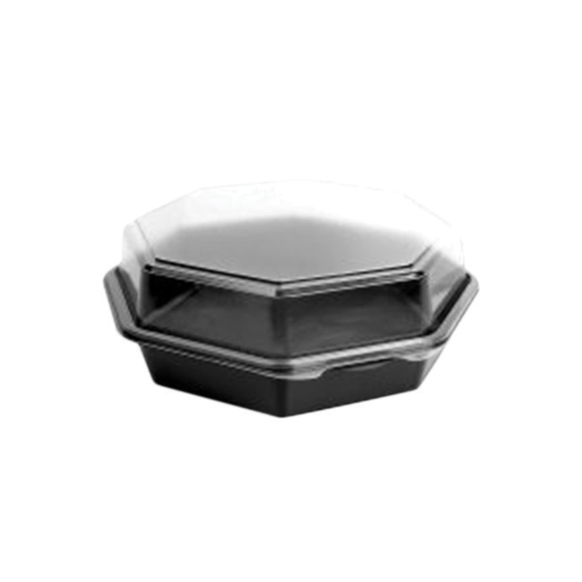 Solo 864612-PS94 9-Inch Black/Clear PS Plastic Hinged Storage Container, 9.57 x 9.18 Inches (Case of 100) - Perfect for Organizing Crafts, Office Supplies, or Kitchen Essentials