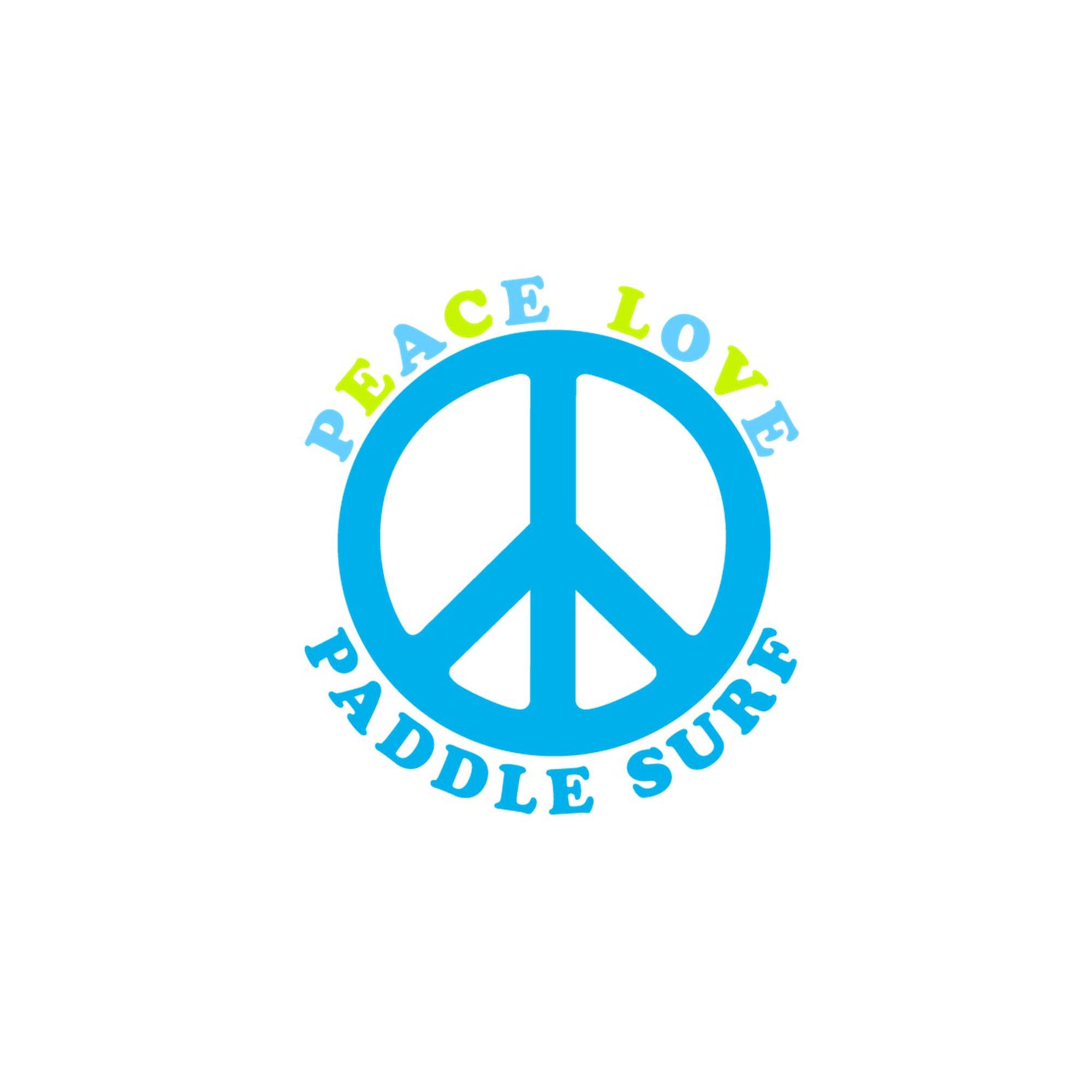 Peace Love Paddle Surf Oval Sticker - Waterproof Vinyl Decal for Cars, Laptops, Surfboards | Perfect for Beach Lovers & Outdoor Enthusiasts