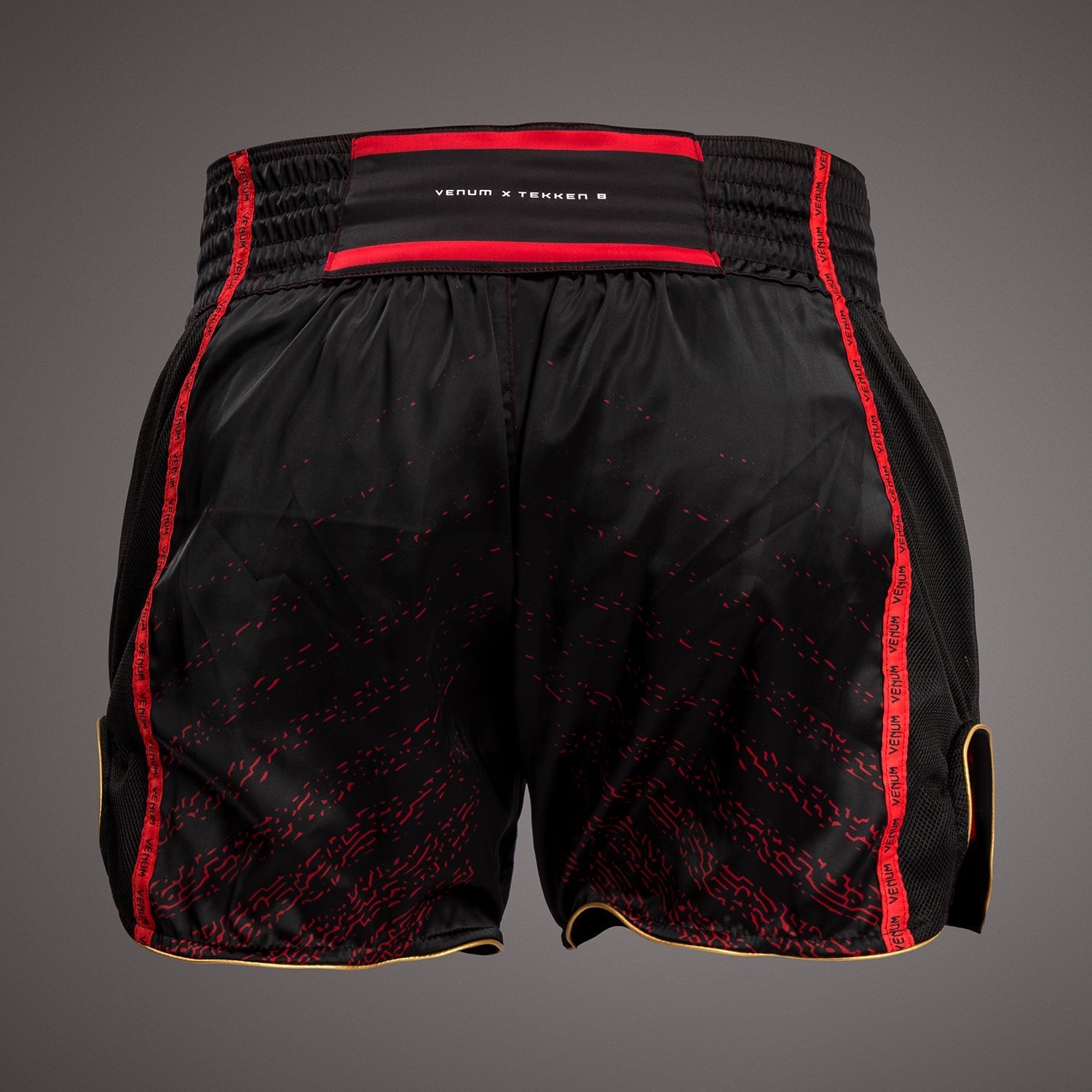 Venum x TEKKEN 8 Marshall Law Muay Thai Shorts - Black/Red/Gold - MMA Training & Fighting Gear for Combat Sports & Fitness Workouts