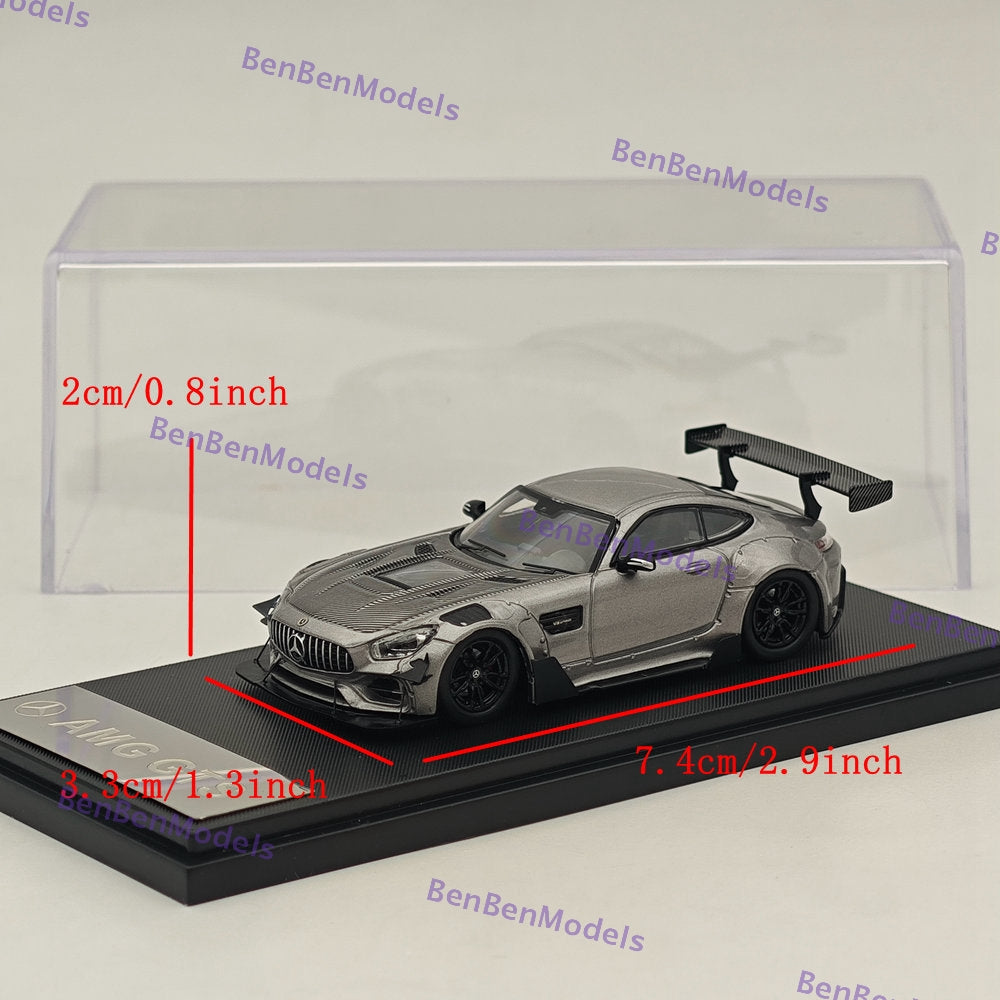 1:64 Rhino Model RM Mercedes AMG GTS Widebody Racing Sports Car Diecast Model - Silver - Collectible Toy for Display, Racing Enthusiasts & Car Lovers