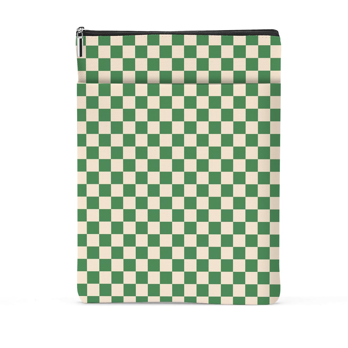 Vintage Green Plaid Waterproof Book Sleeve Cover with Front Pocket - Book Protector Pouch for Women & Girls - Perfect Book Lover Gift for Christmas, Birthday & Book Club - Ideal for Reading, Travel & School Accessories