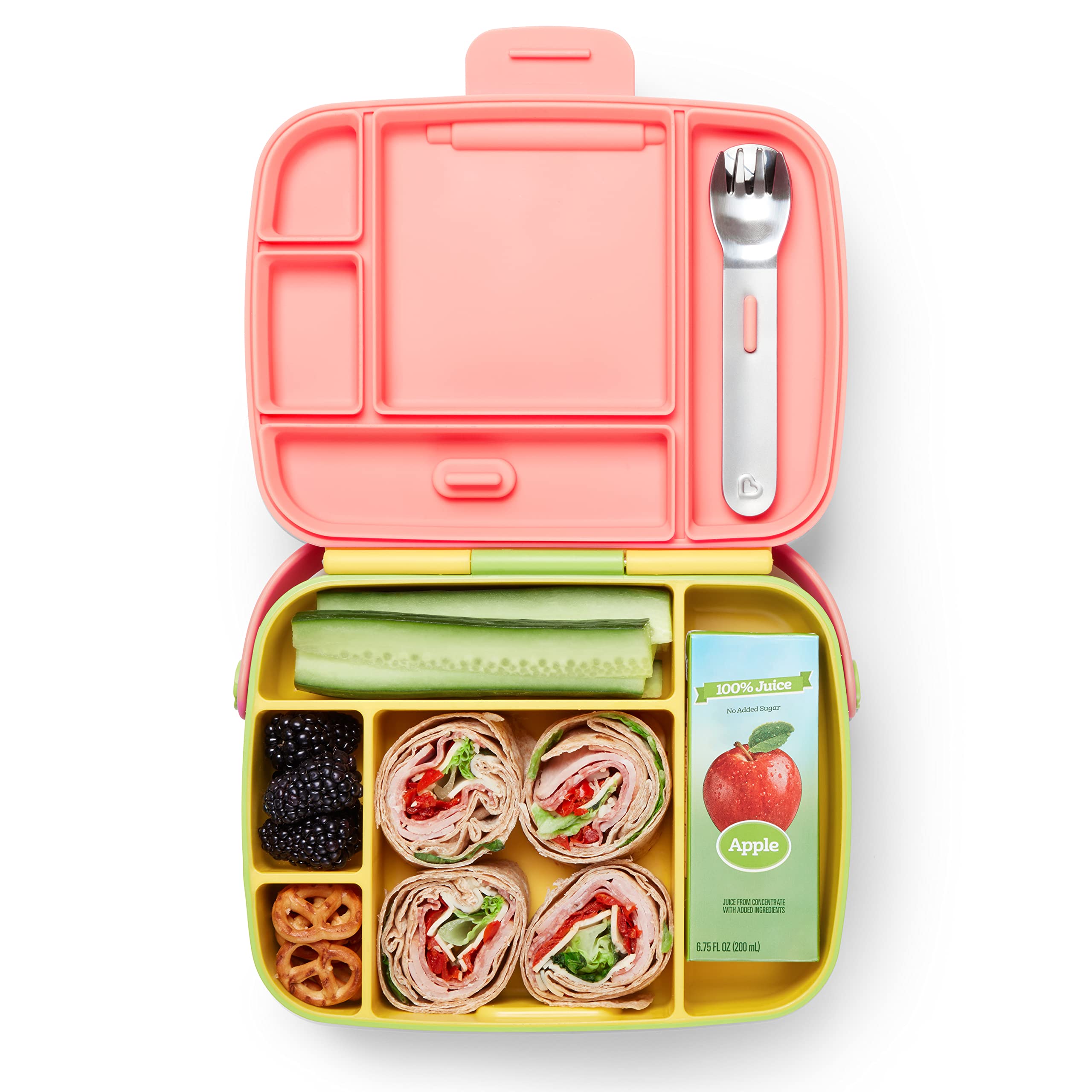 Munchkin® Lunch™ Bento Box for Kids with Utensils - Yellow | Leak-Proof BPA-Free Kids Lunch Box for School, Picnics & Travel
