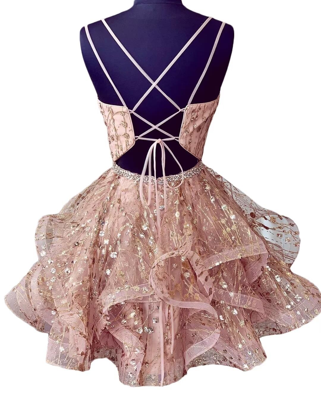 Sparkly Lace Short Homecoming Dress for Women - Spaghetti Strap Prom Party Gown | Perfect for Dances, Formals, and Special Occasions