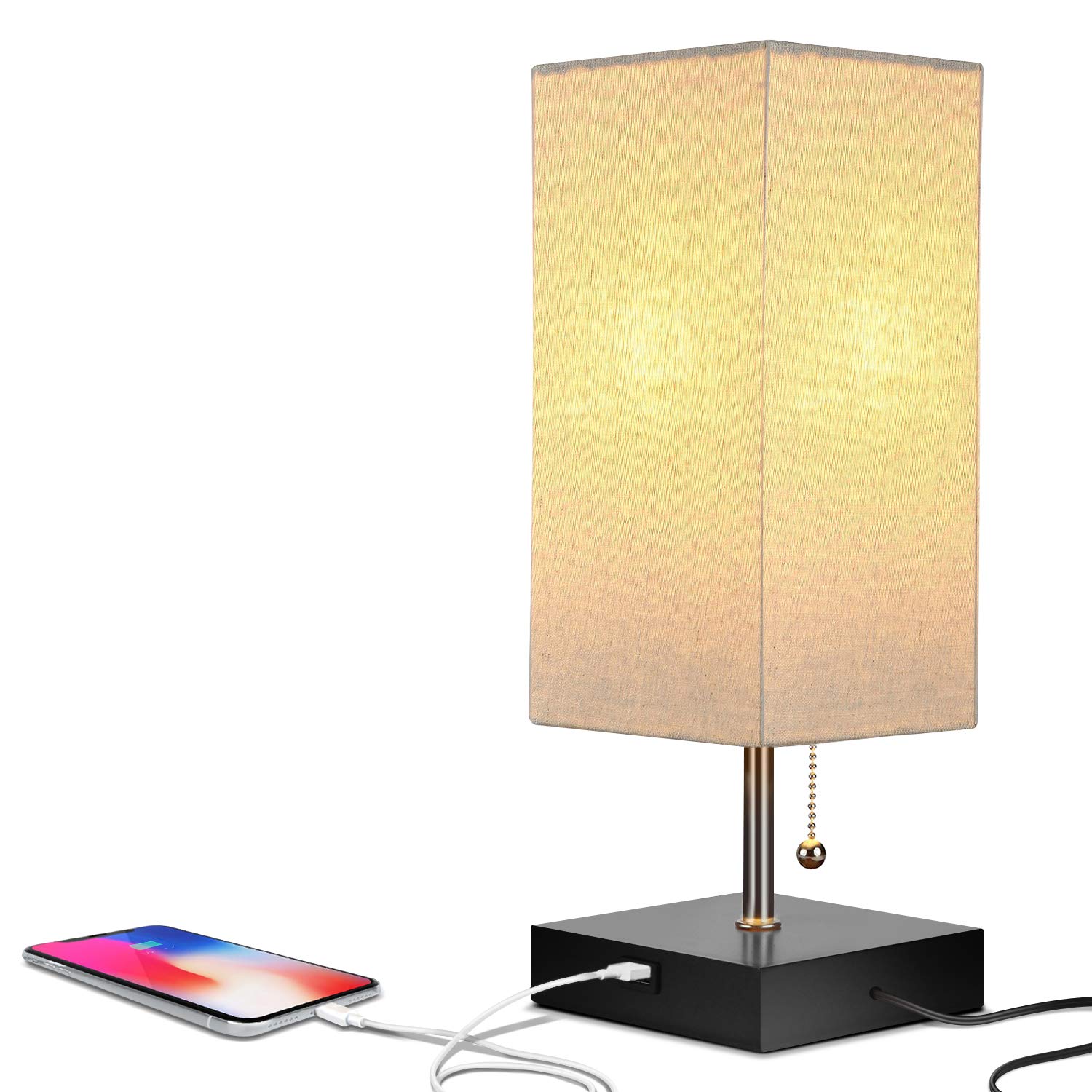 Brightech Grace LED Table & Desk Lamp with USB Charging Port - Compact Adjustable Bedside Reading Light for Bedroom, Living Room & Office - Modern Nightstand Lamp with Soft Ambient Lighting - Black - Perfect for Reading, Working & Creating Cozy Atmosphere