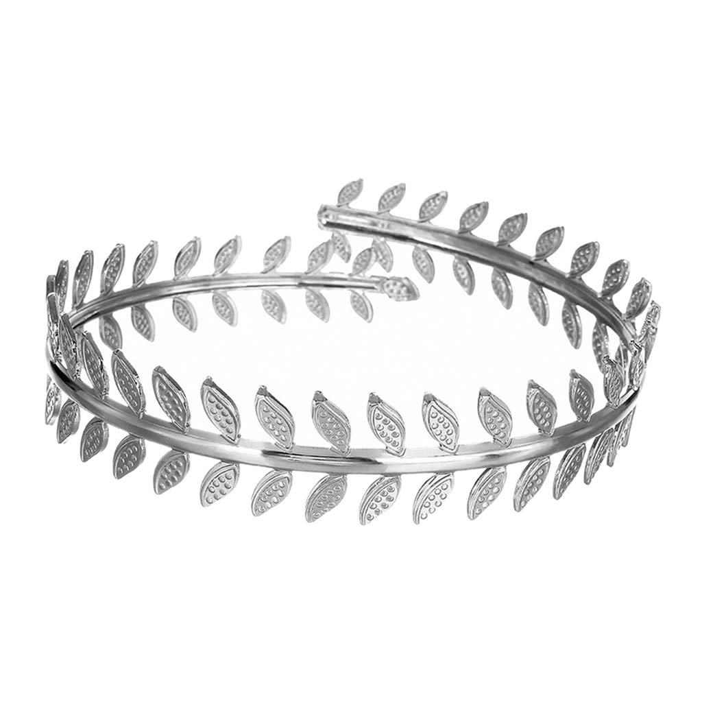 Menolana Adjustable Greek Roman Bracelet Armband - Silver Metal Upper Arm Cuff for Women | Perfect for Beach, Wedding, Birthday & Festival Jewelry Accessories