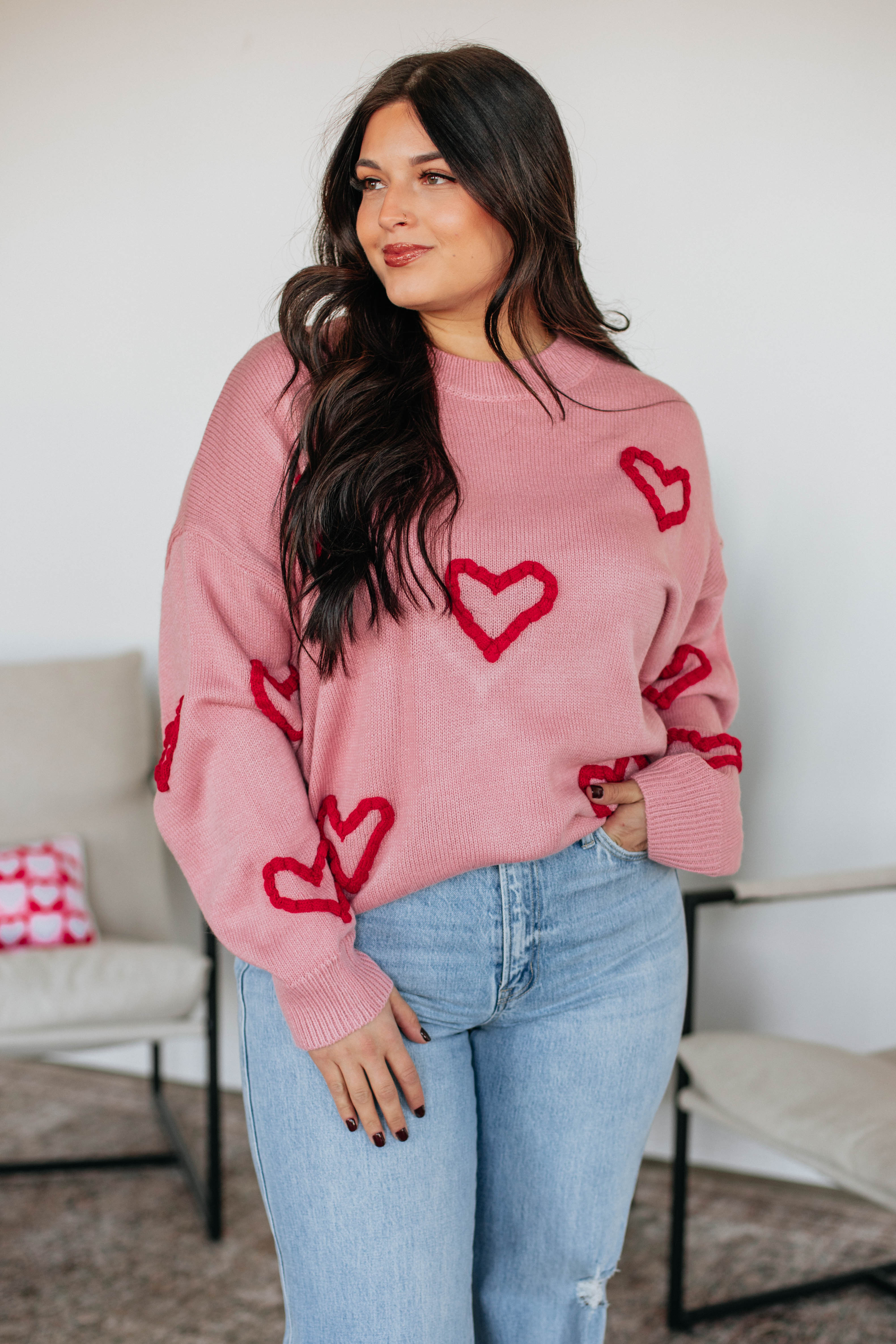 Blushing Babe Sweater - Soft & Cozy Women's Knit Pullover for Fall & Winter | Perfect for Casual Outfits, Date Nights & Holiday Gatherings