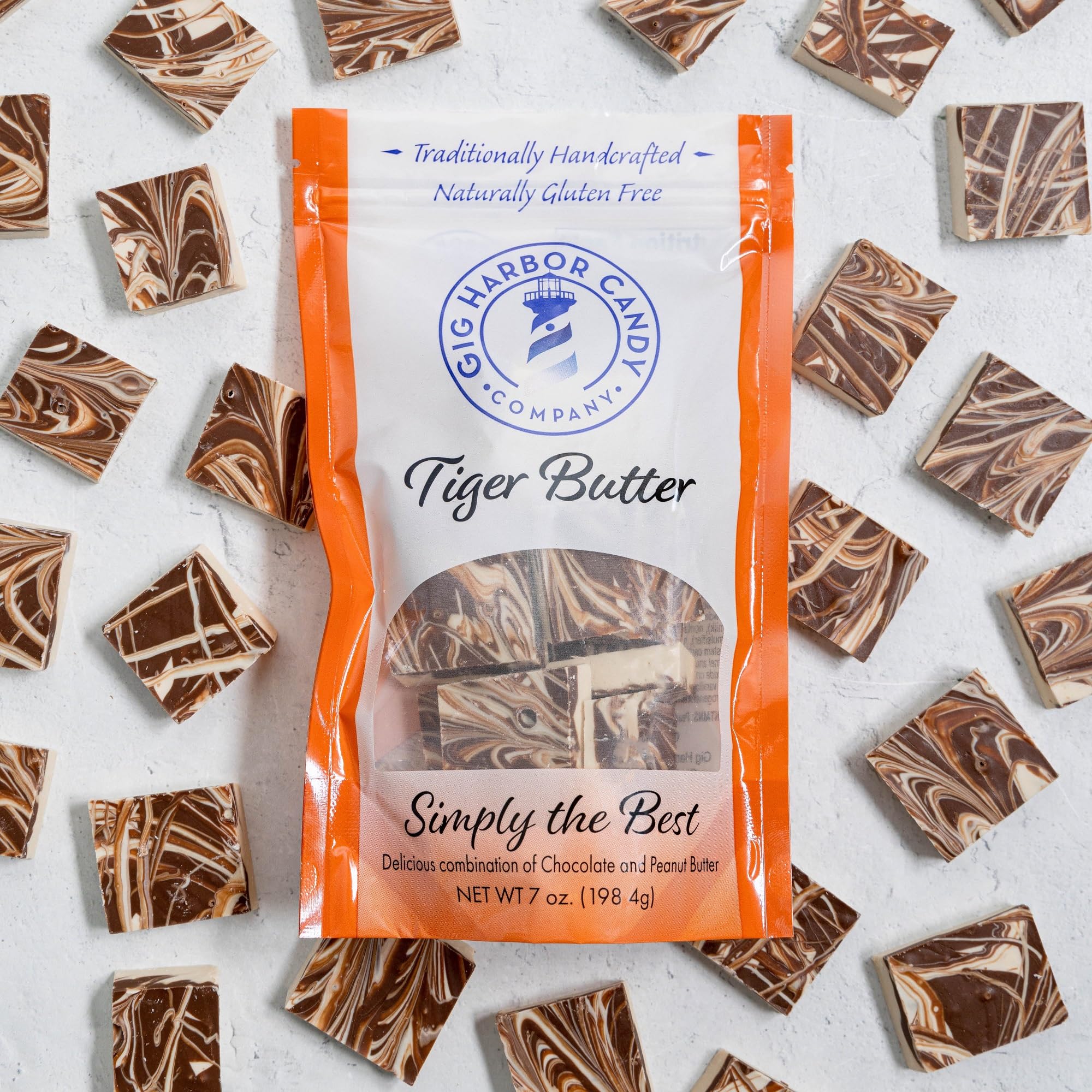 Gig Harbor Candy Company Tiger Butter - Chocolate & Peanut Butter Blend - 7 oz Candy Bar - Perfect for Gifts, Snacking & Dessert Toppings