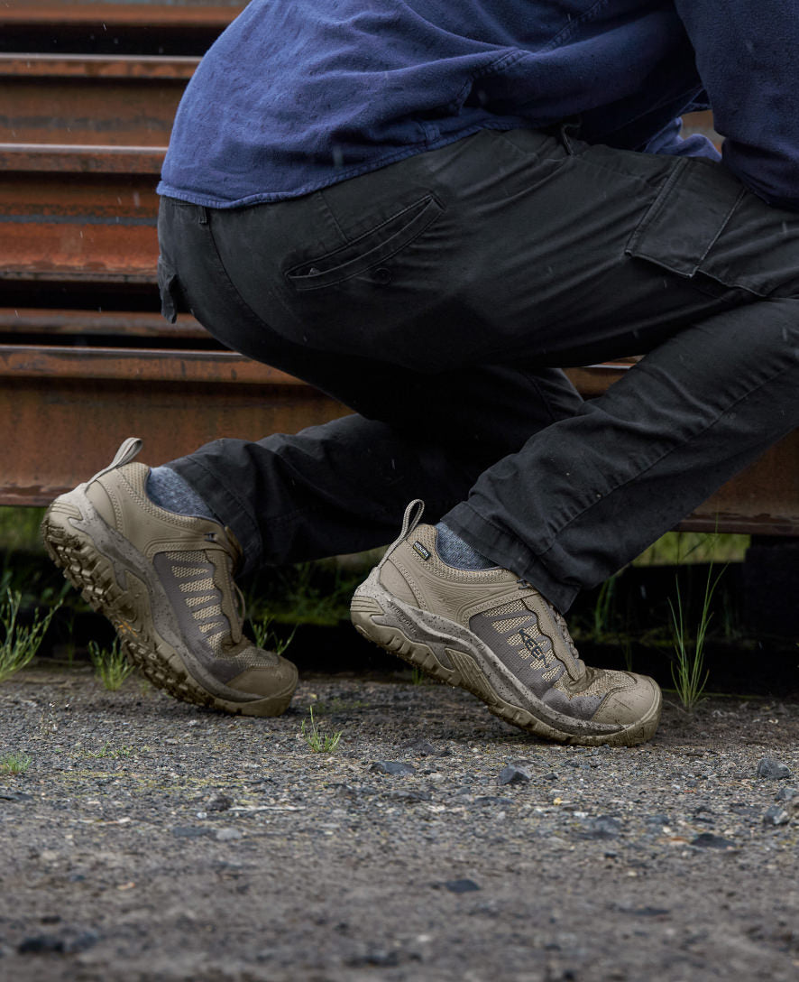 Men's Reno Waterproof Soft Toe Work Boots - Brindle/Morel Brown - Slip Resistant & Comfortable for Construction, Hiking & Outdoor Work