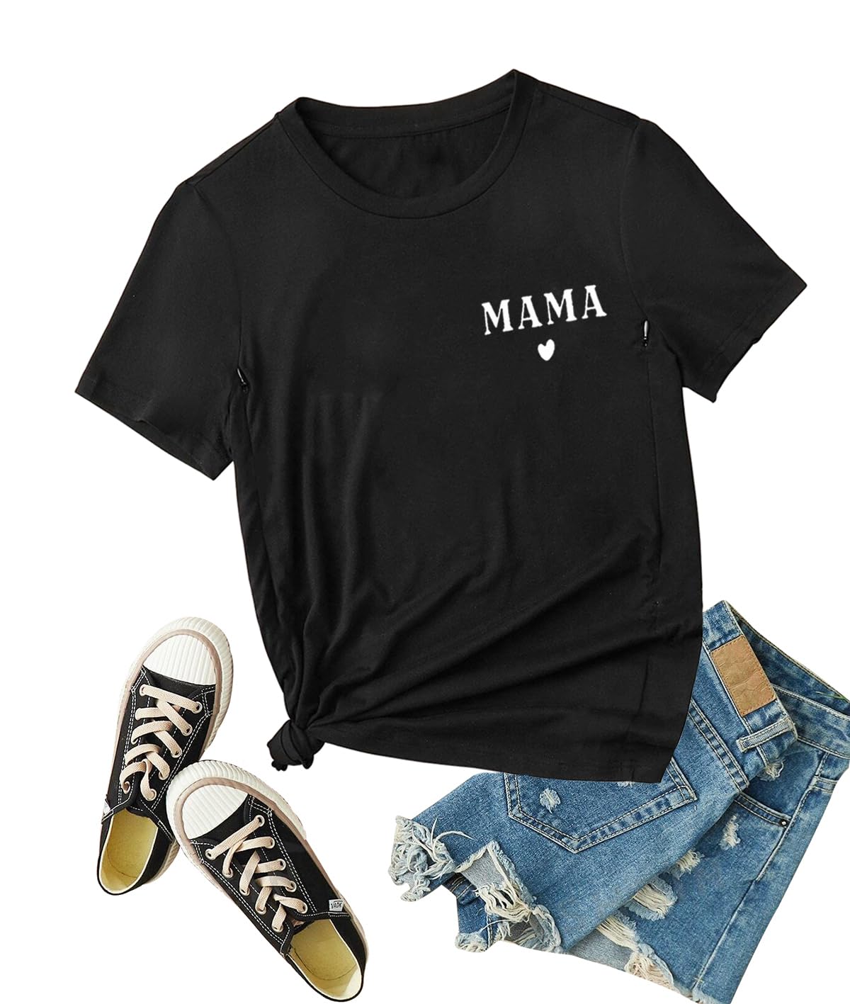 Funny Mama Nursing Shirt - Cute Leopard Heart Graphic Maternity Tee with Zipper for Breastfeeding | Comfortable & Stylish Nursing Top for New Moms | Perfect for Pregnancy, Nursing, and Mother's Day Gifts