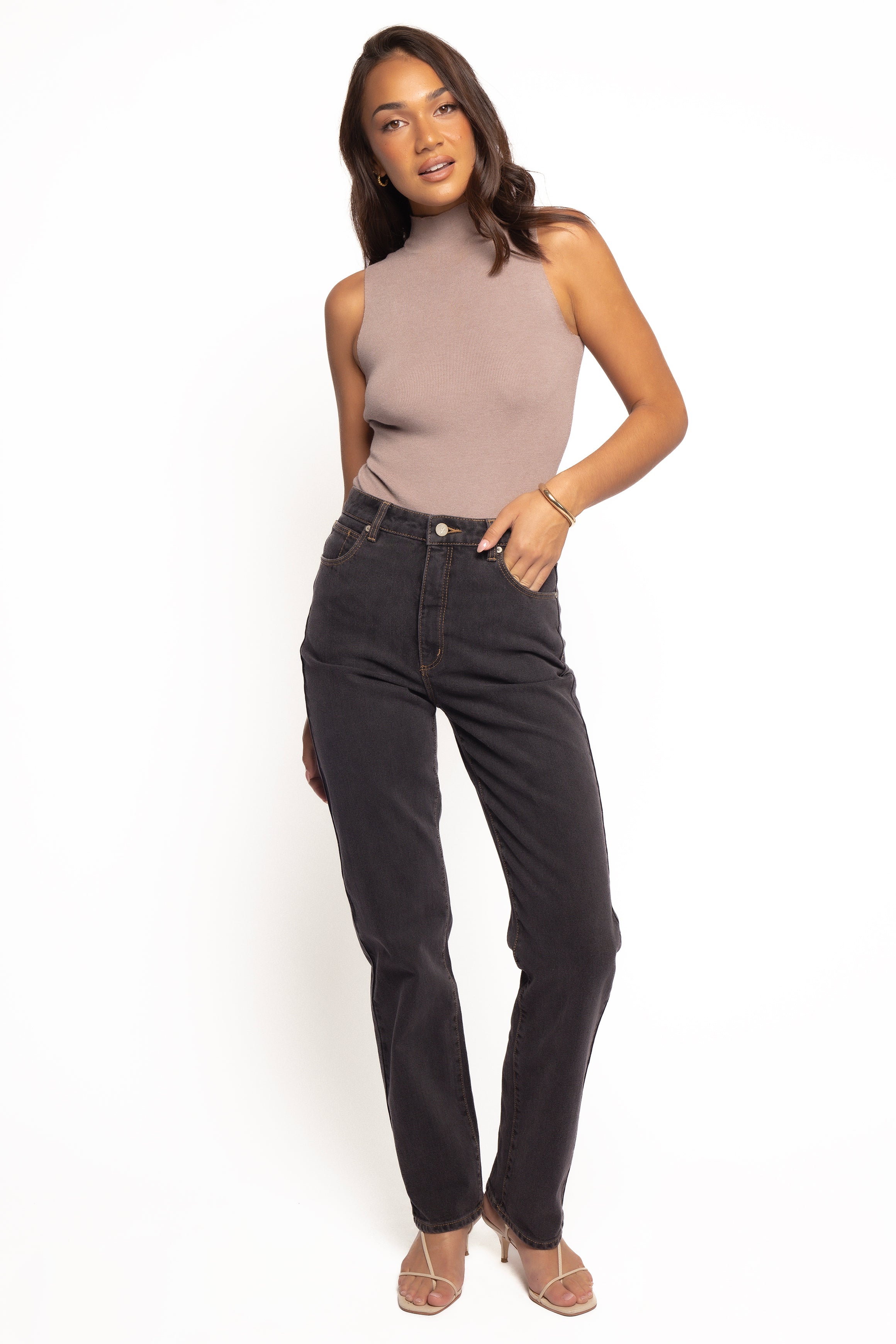 ABrand 94 High Straight Jeans - Cara Washed Black Denim Pants for Women | Casual & Streetwear Outfits | Perfect for Everyday Wear, Dating & Shopping