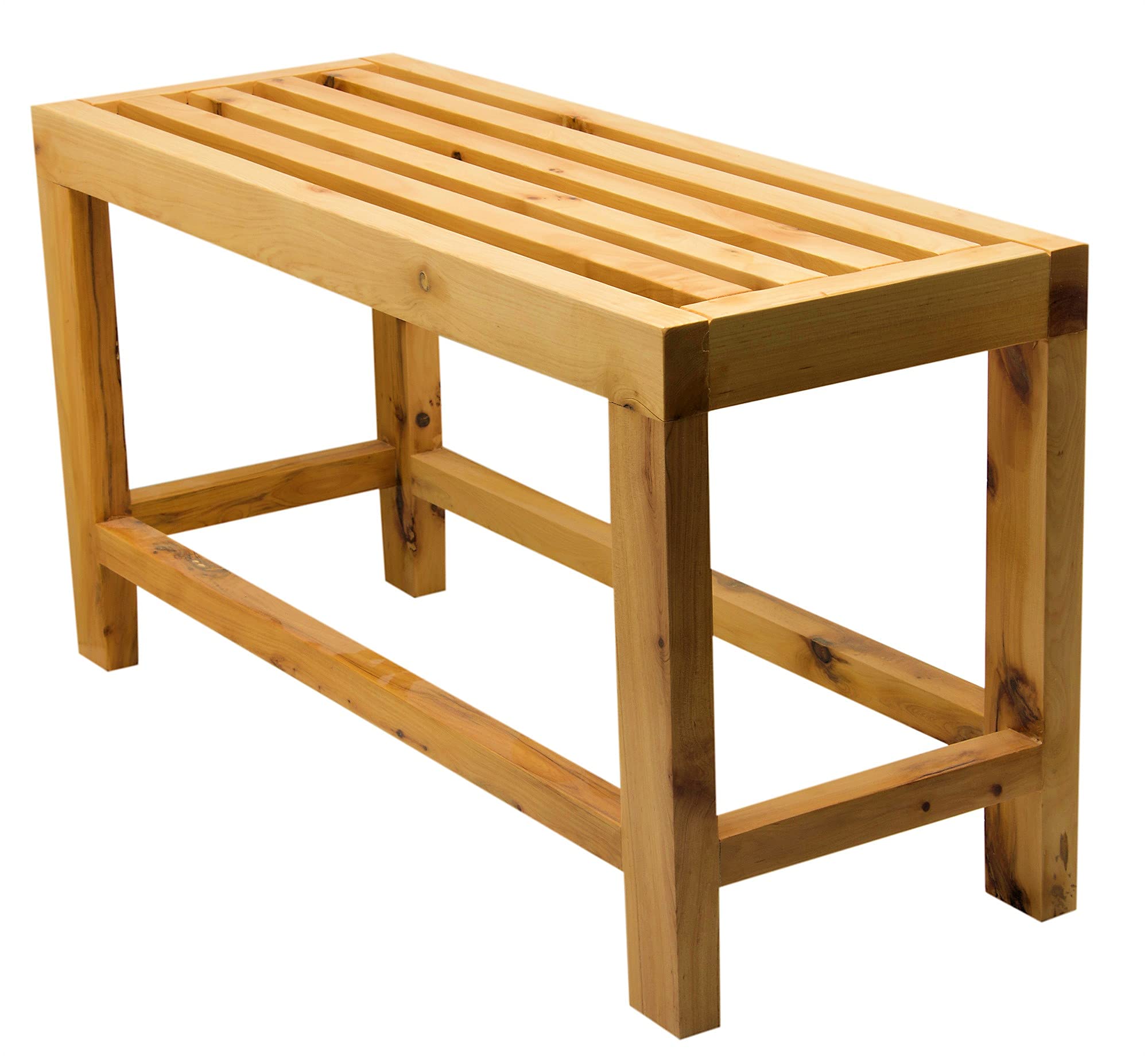 ALFI AB4401 26-Inch Solid Wood Slatted Bench - Single Person Seating for Entryway, Bedroom, or Garden Decor